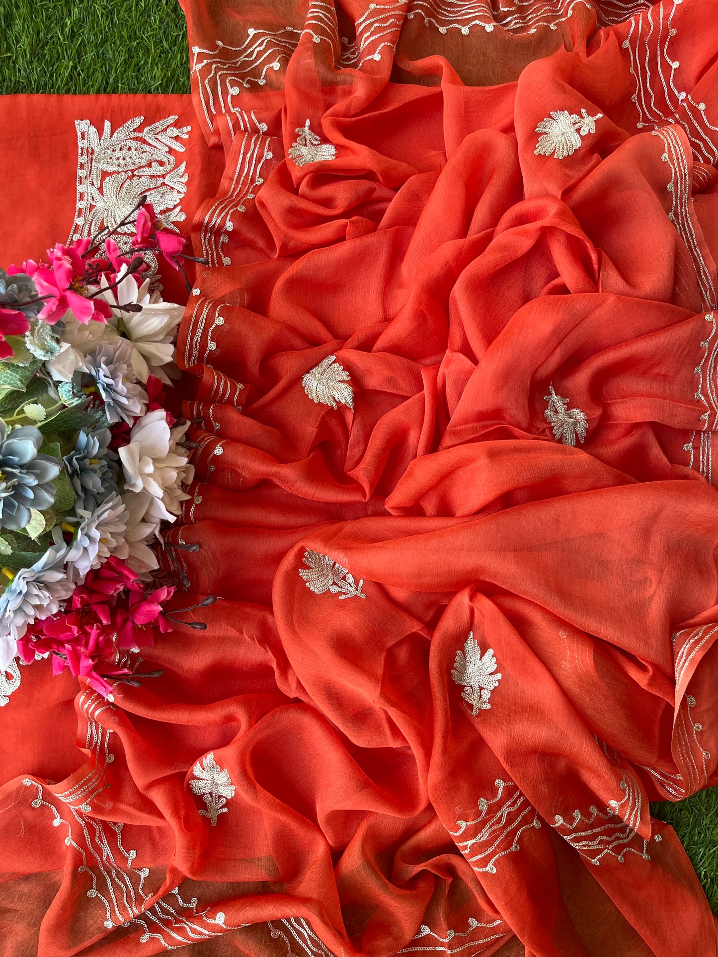 Soft Rust Silk Tilla Kashmiri Suit