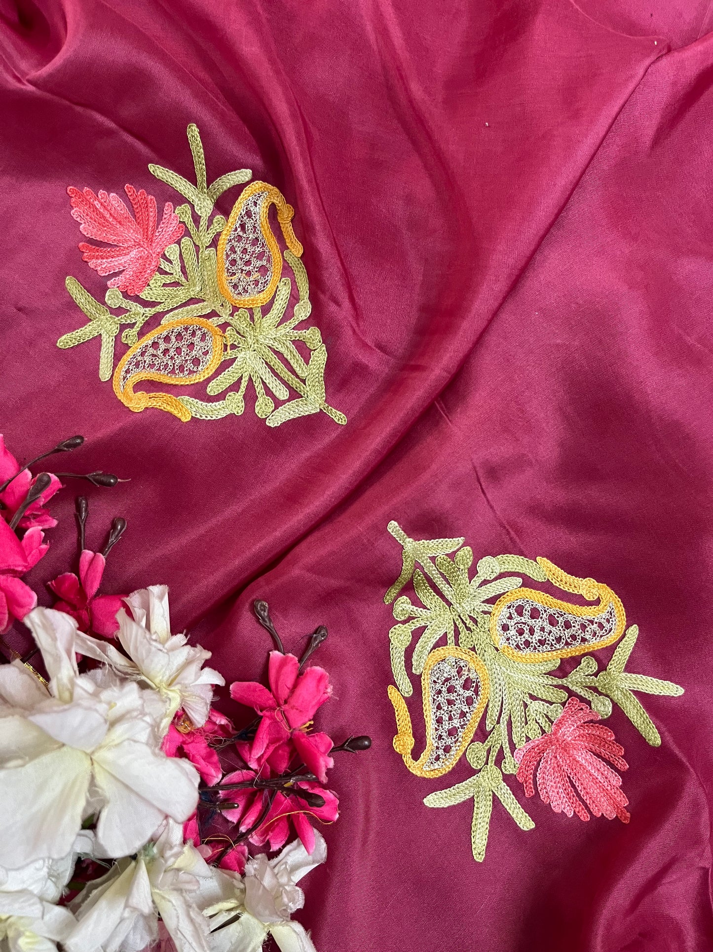 Onion Pink Opada Silk Kashmiri Suits