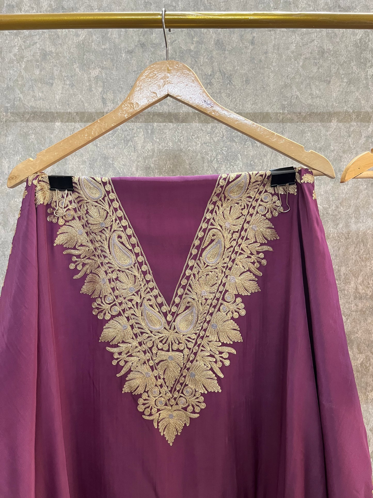 Crape Kashmiri Unstitched Kaftan Set