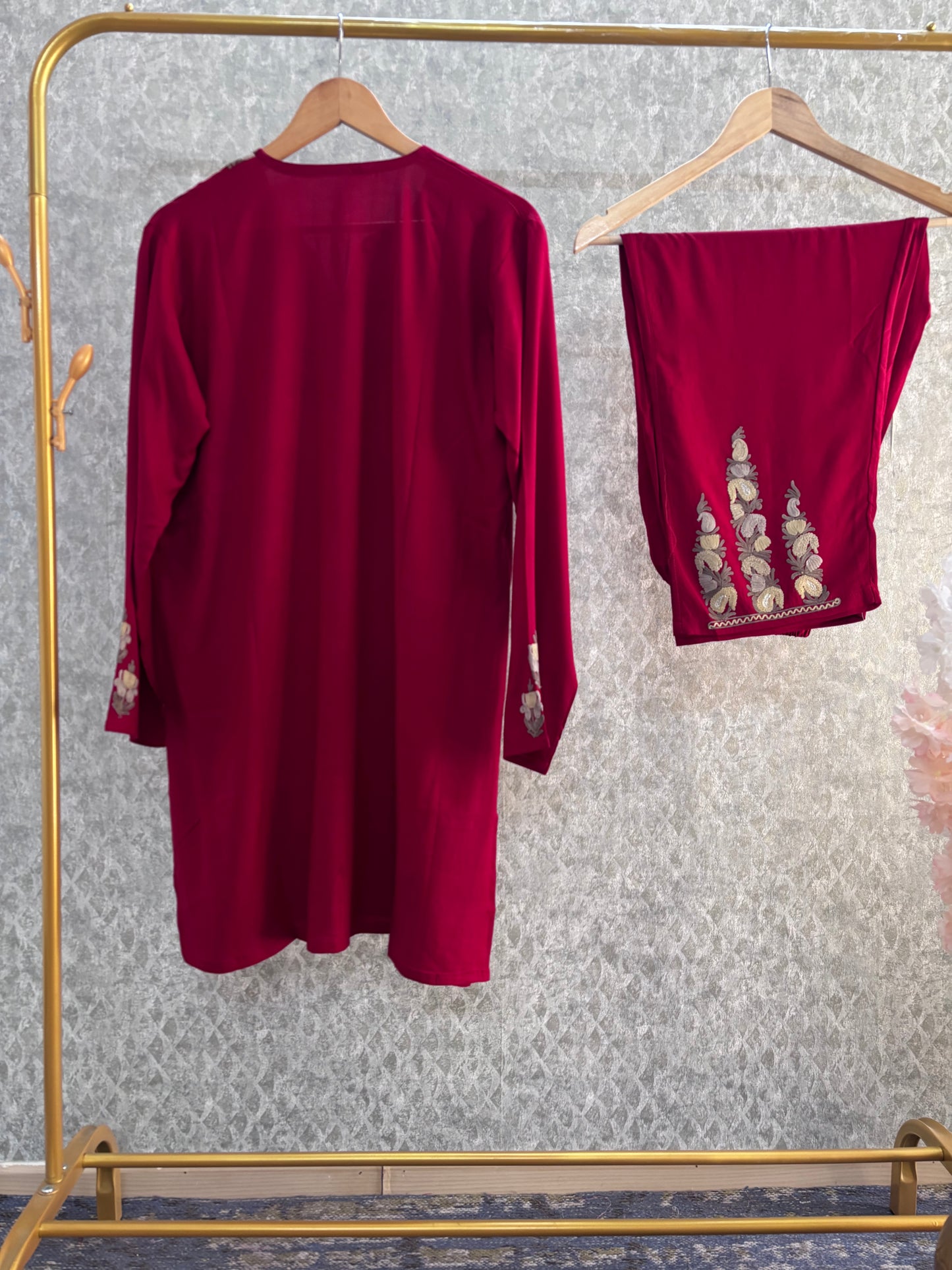 Maroon Cotton Cord Set Size(42)