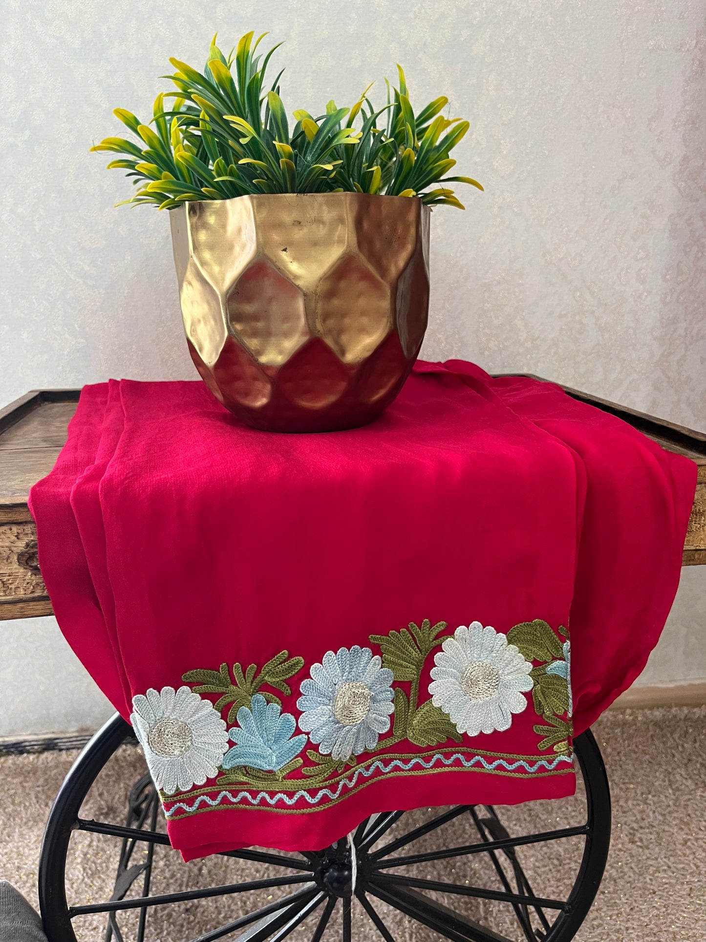 Hot Pink Stitched Crape Suit Set with dupatta (42)
