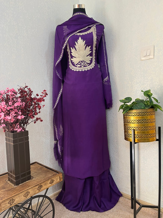 Dark purple Sanam Tilla Embroidered Suit material
