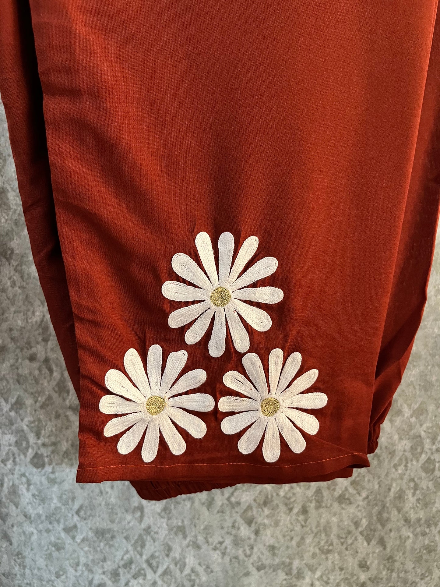 Rust Cotton Embroidered Co-ord Set(42)