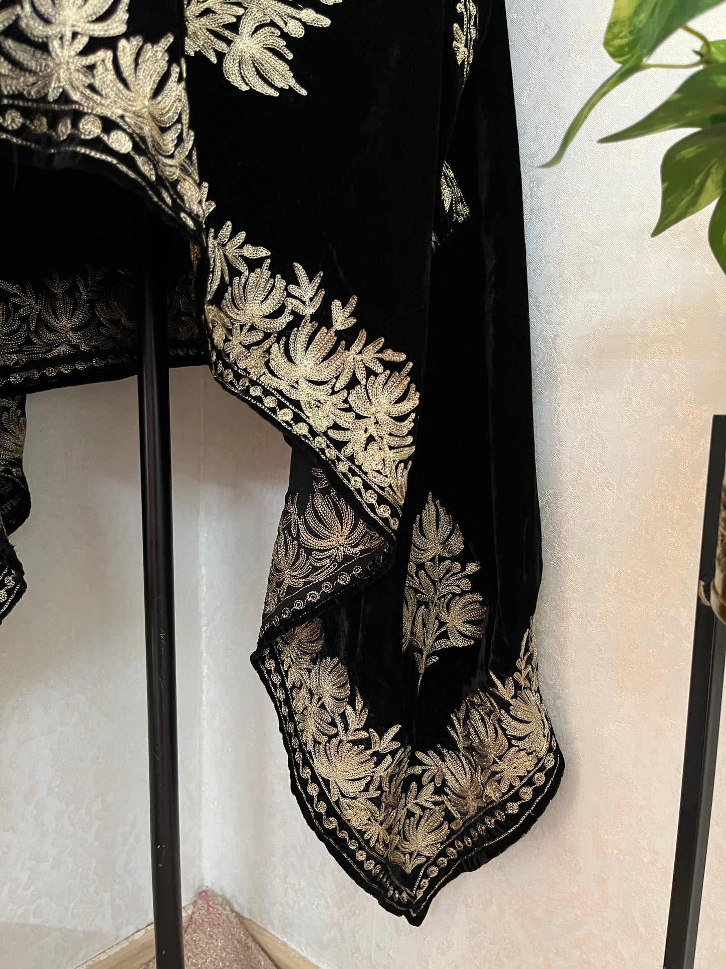 Black Tilla Embroidered Velvet Cape