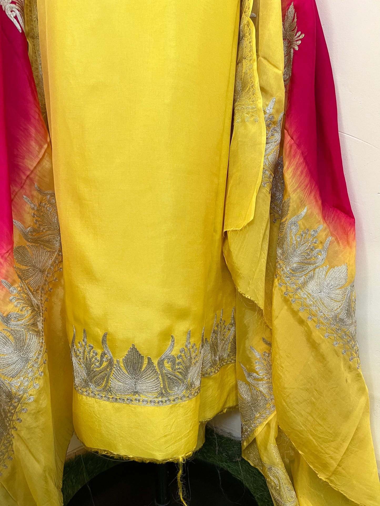 Sanam Musk Yellow Silk Kashmiri Suit