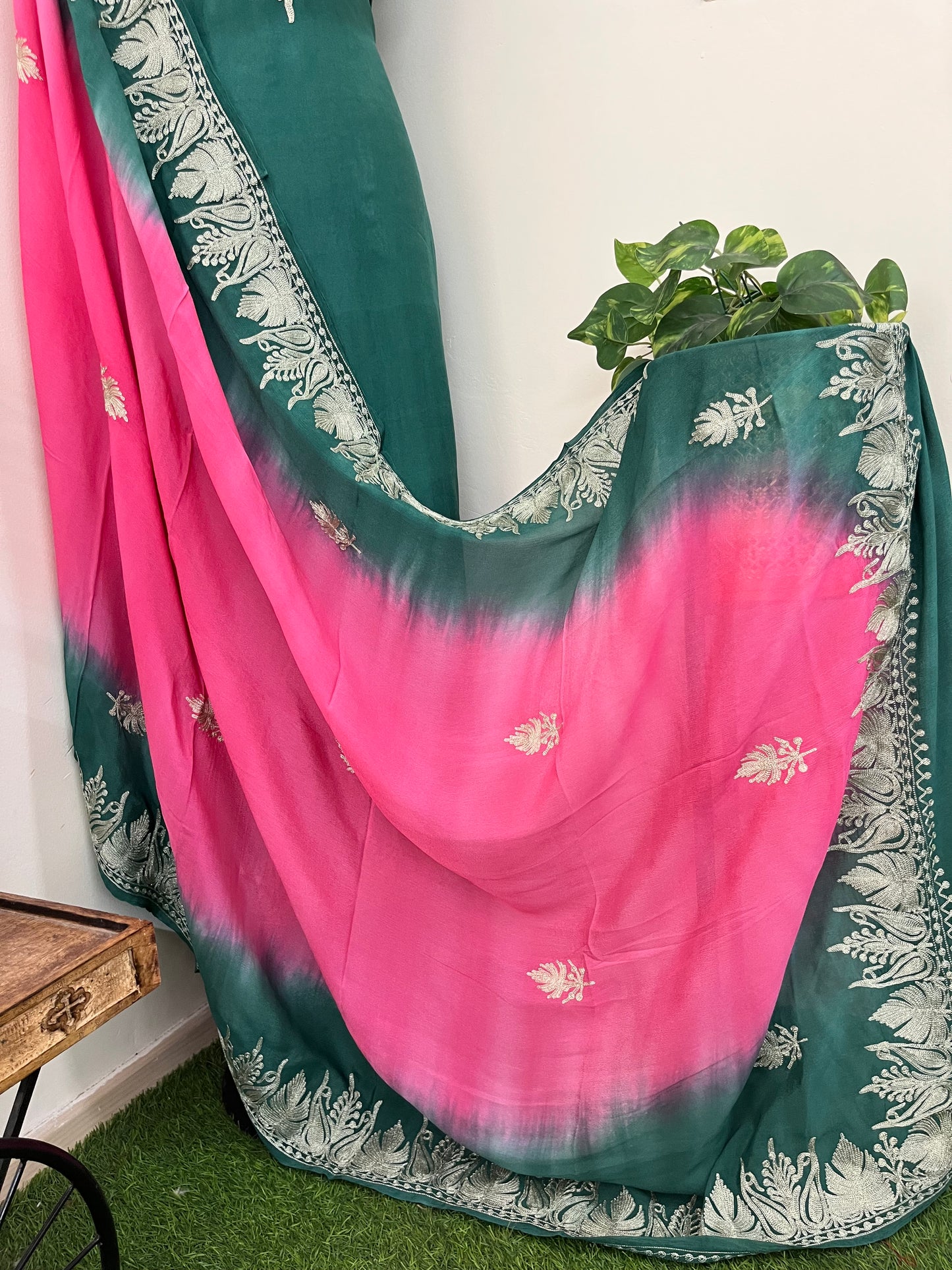 Sanam Green Silk Kashmiri Suit