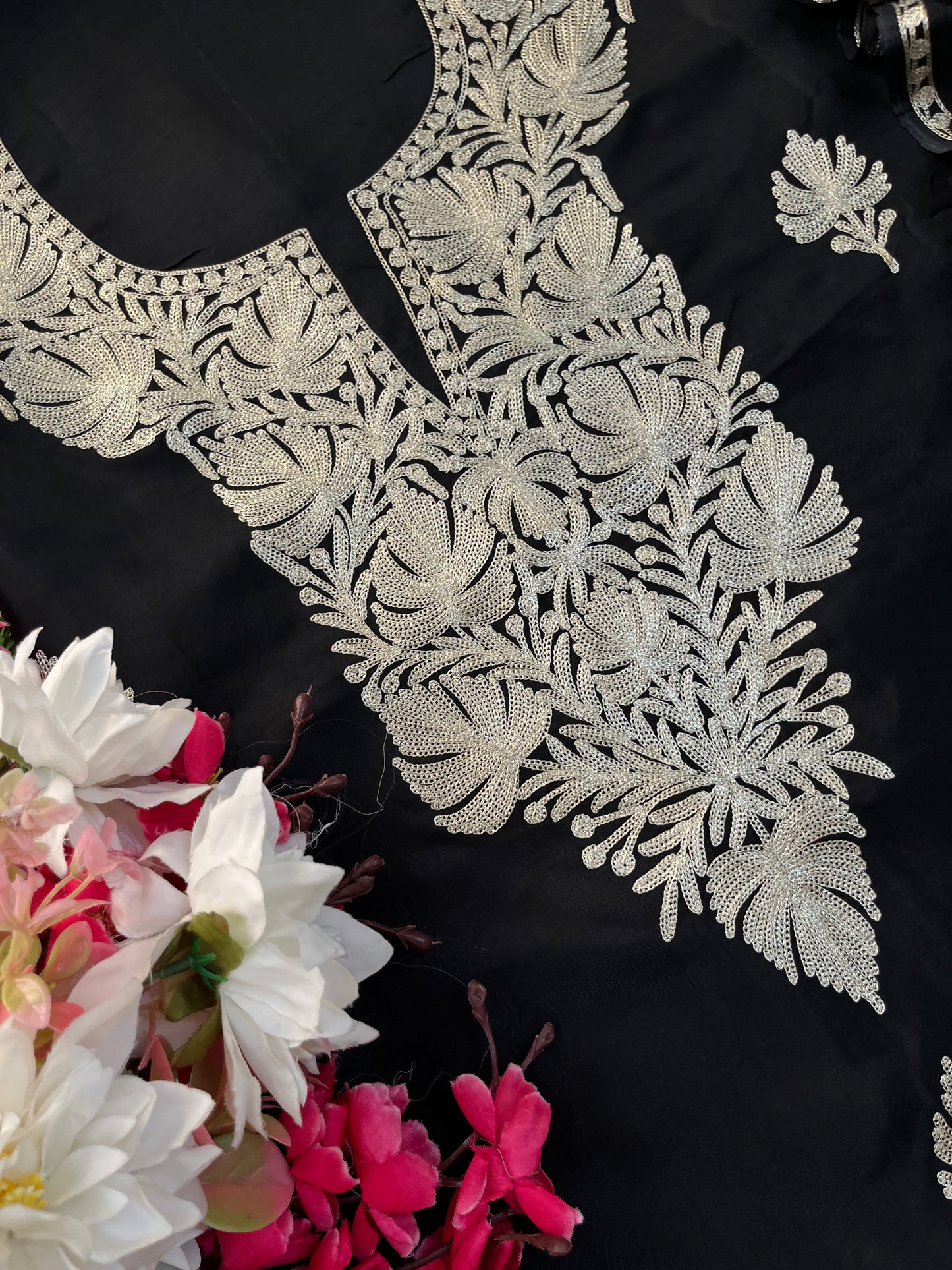 Black Silk Tilla Kashmiri Suit