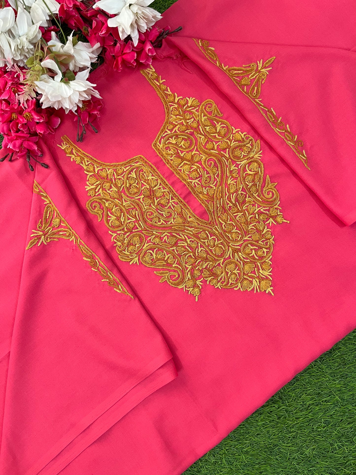 Soft Pink Cotton Cord Set (Hand Embroidered)