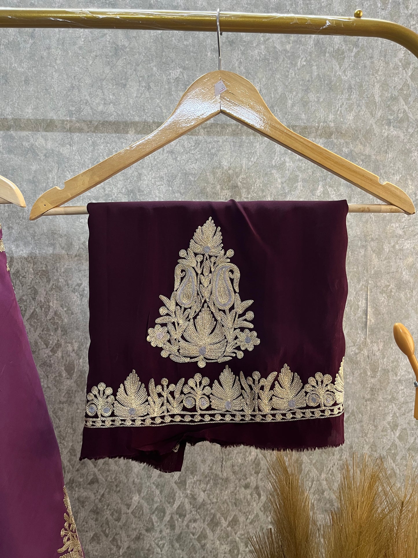 Crape Kashmiri Unstitched Kaftan Set