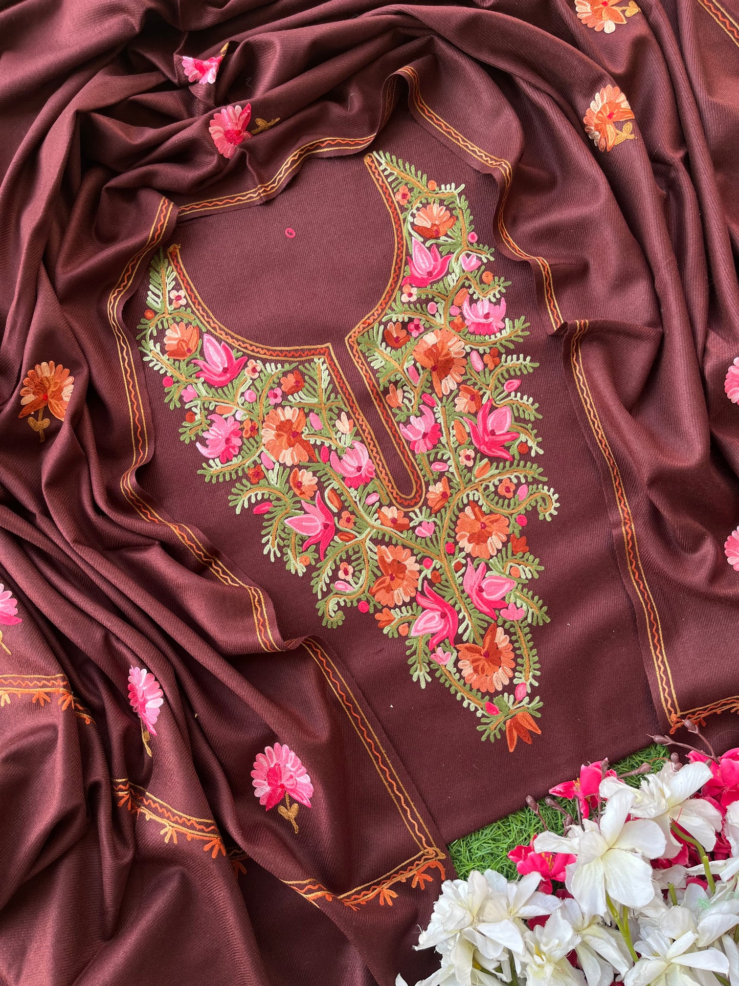 Coke Woollen Aari Embroidered 3pc suit