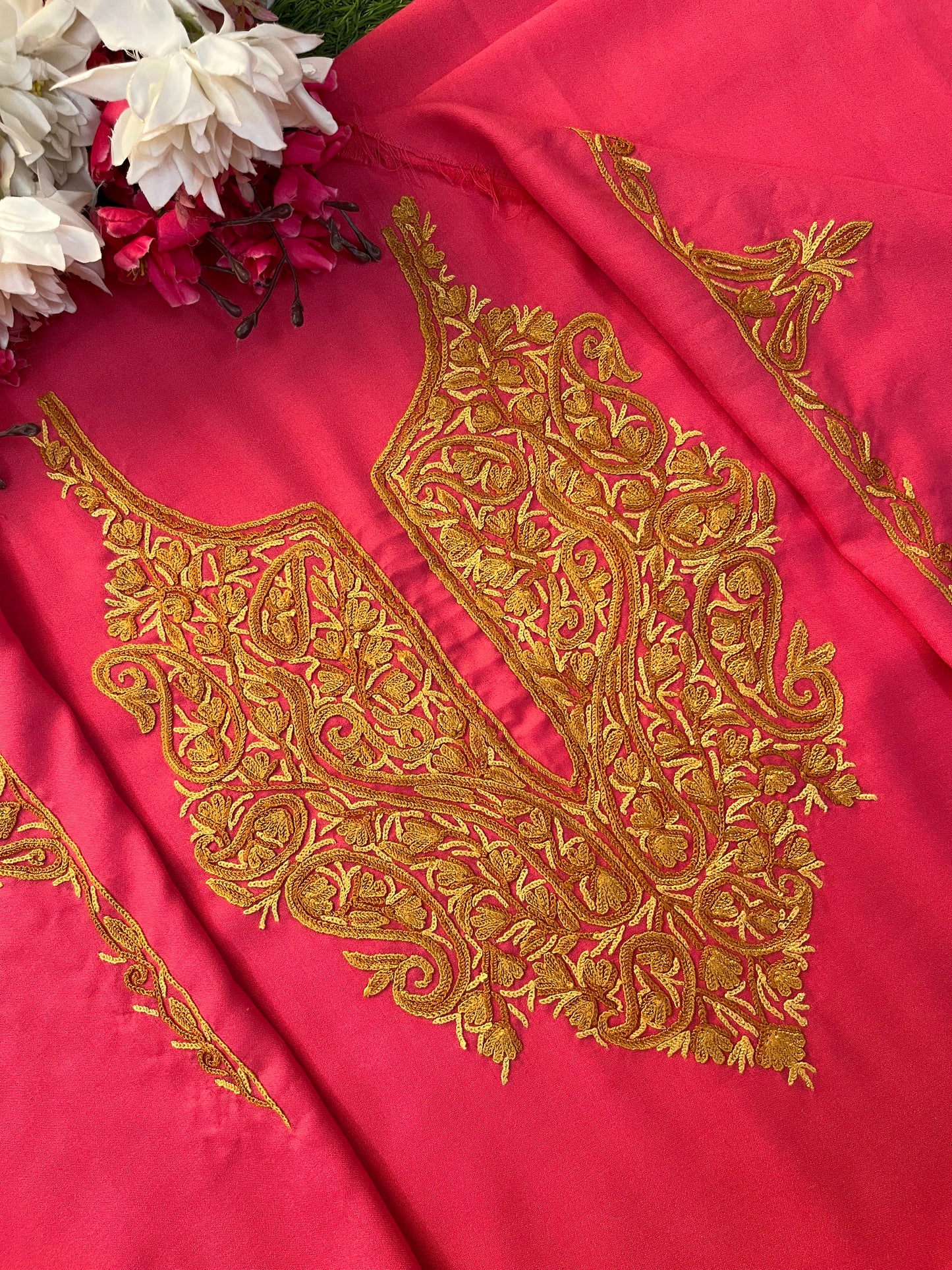 Candy Pink Cotton Two Piece Suit (Hand Embroidered)