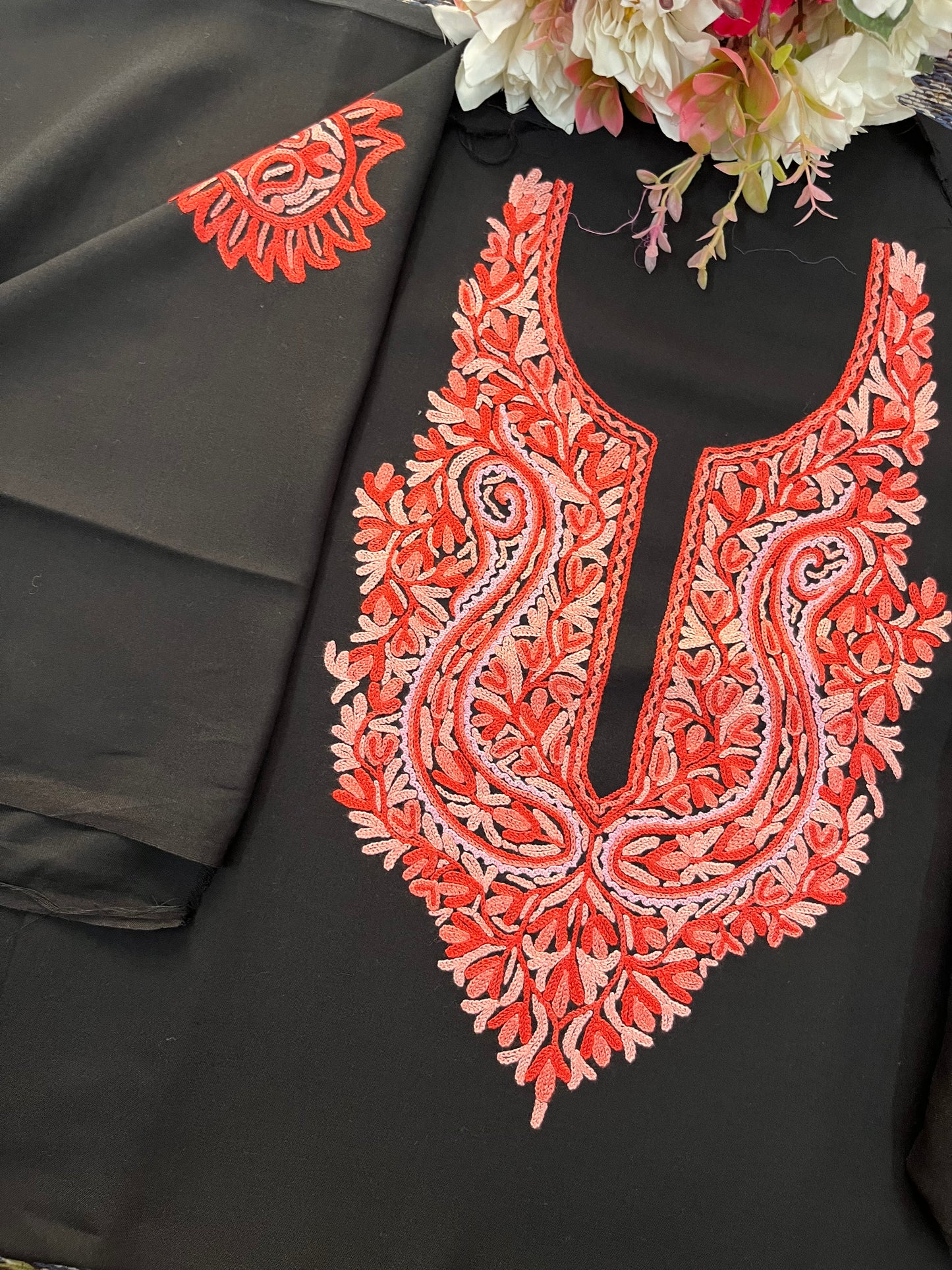 Cotton Black Two Piece Set (Hand Embroidered)