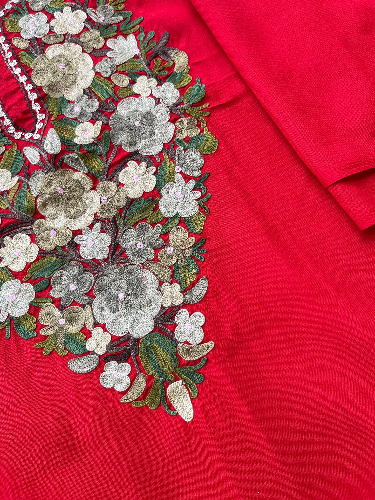Red Cotton Cord Set (Aari Embroidered)