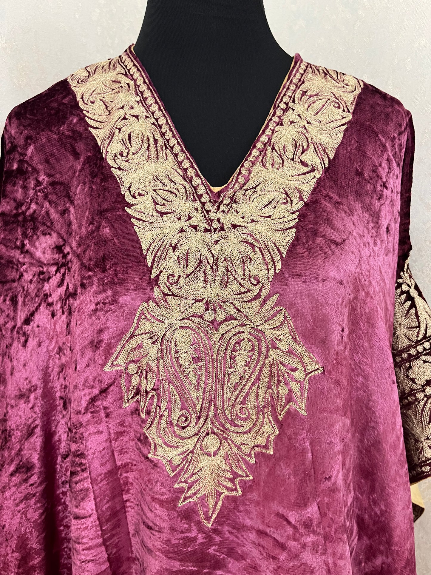 Sangria Purple Tilla Pure Makhmal Kashmiri Kaftan Set