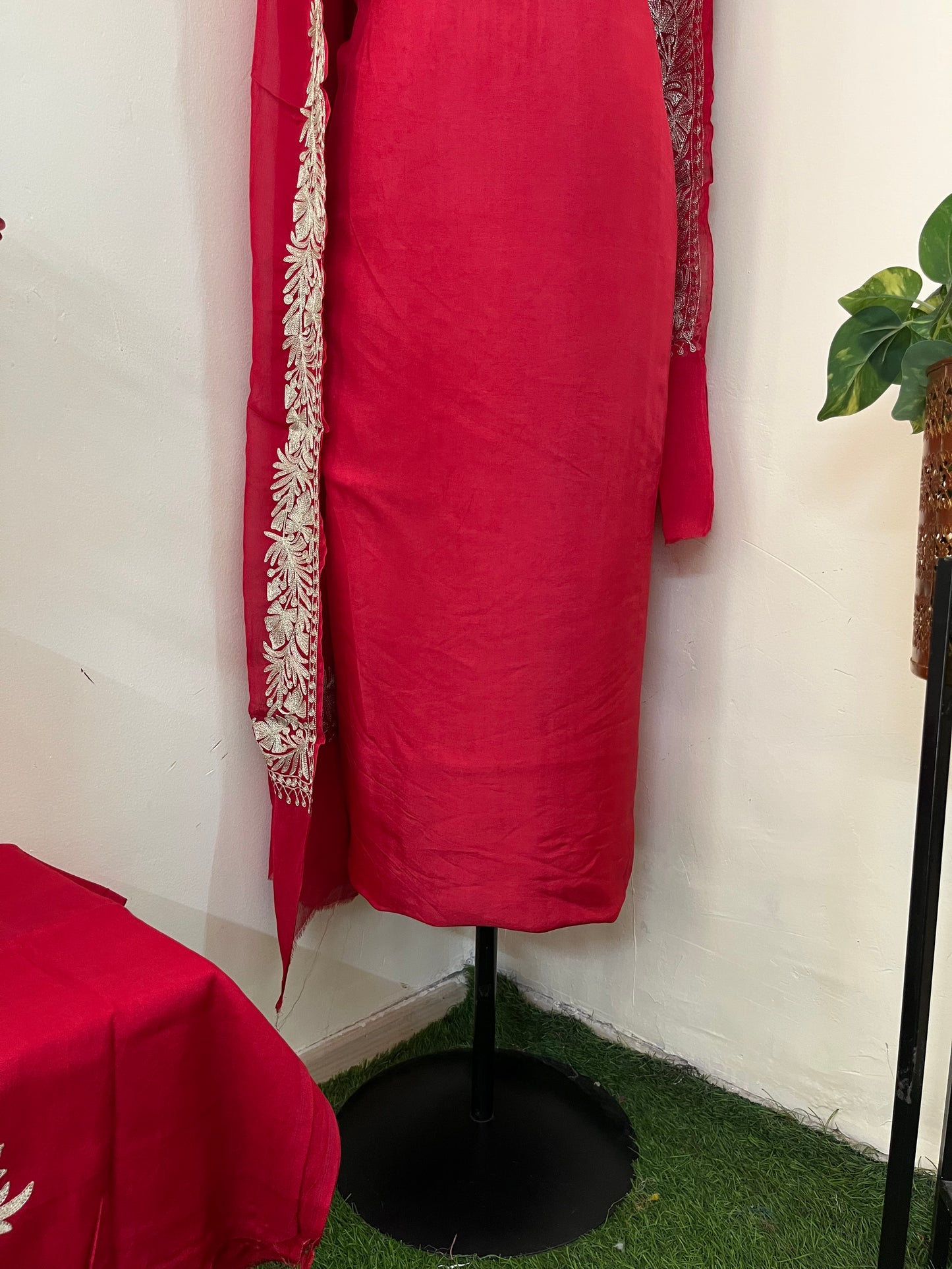 Sanam’  Maroon Tilla Embroidered Suit material