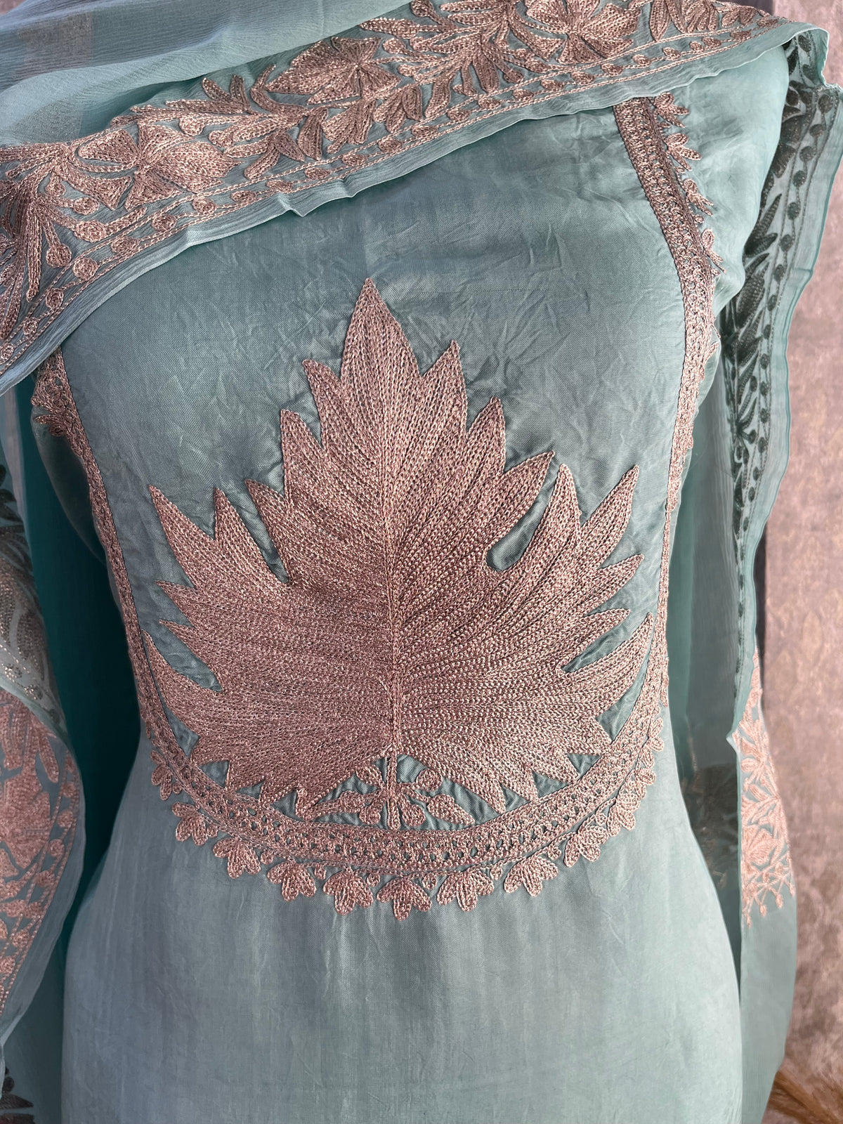 Sky Blue Sanam’ Tilla Kashmiri Silk Suit