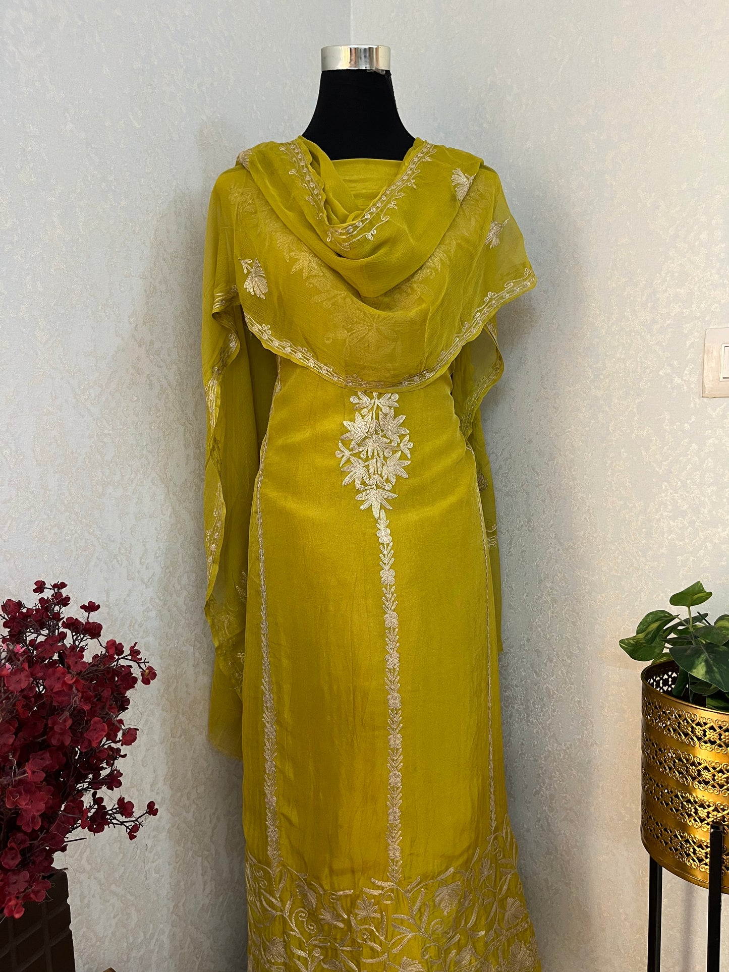 Green Tilla Kashmiri Silk Suit
