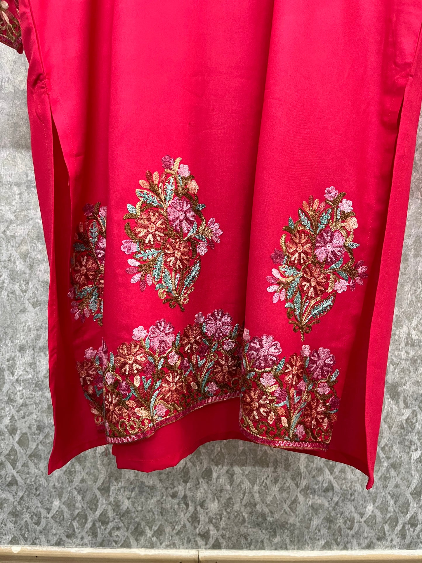 Carrot Pink Cotton Stitched Co-ord Set with dupatta (44)