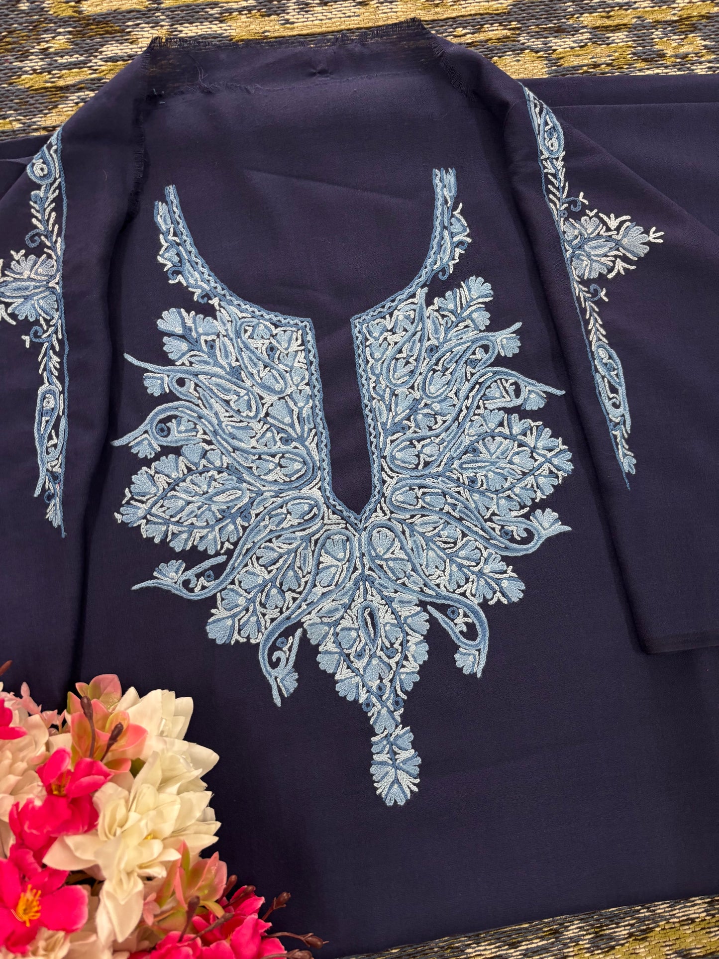 Blue Cotton Cord Set (Hand Embroidered)