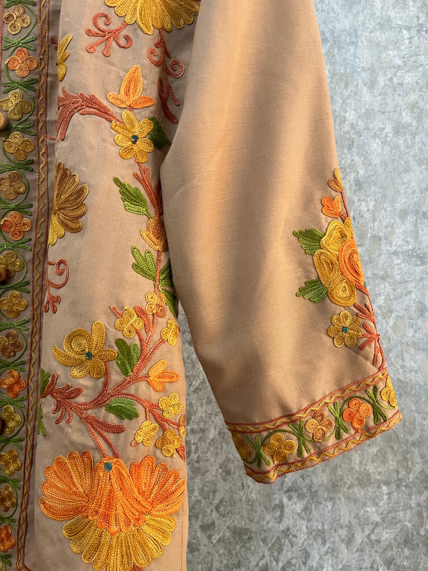 Beige Cotton Aari Work Jacket