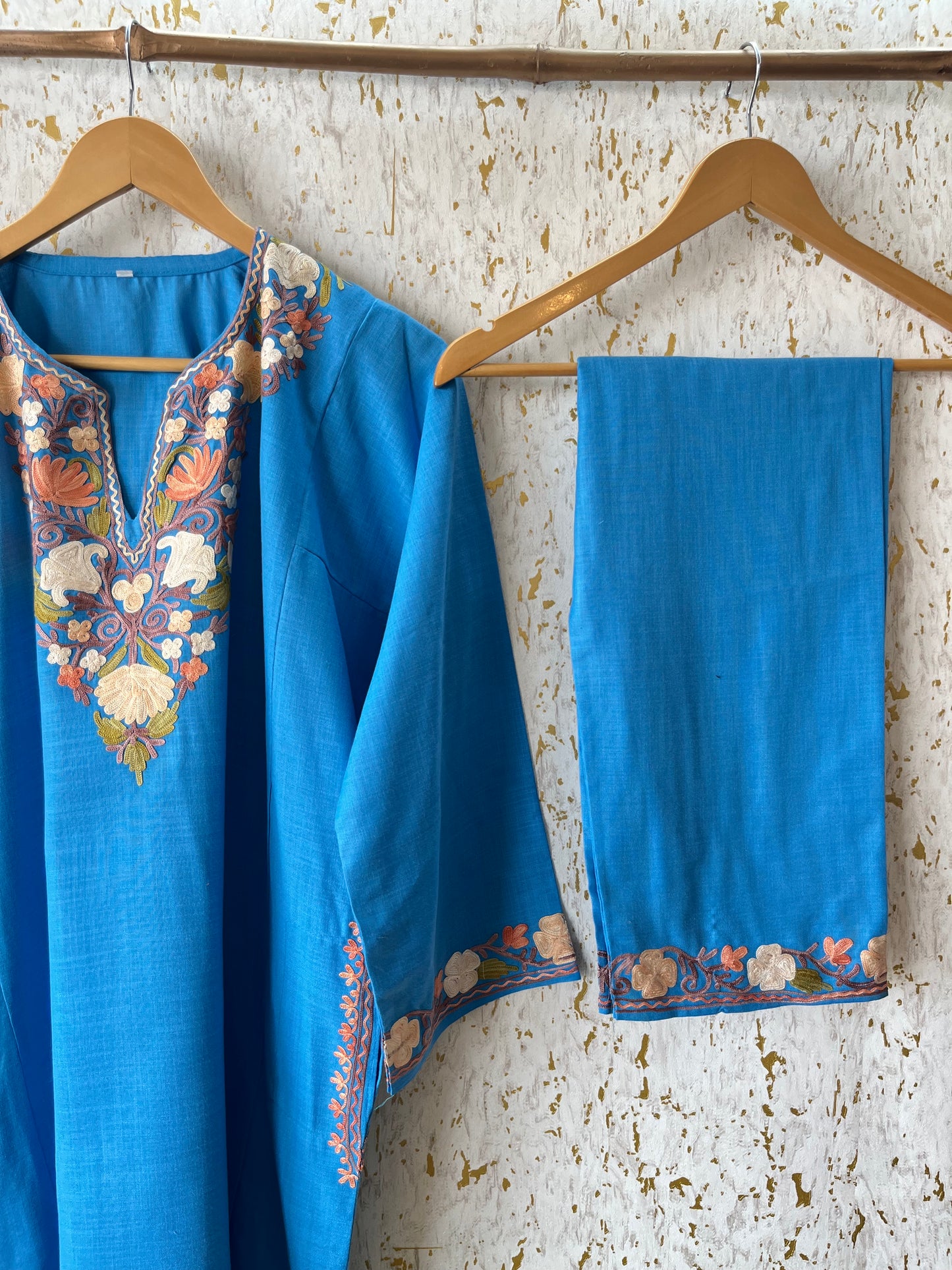 Sky blue Cotton Pheran Set (Free Size)