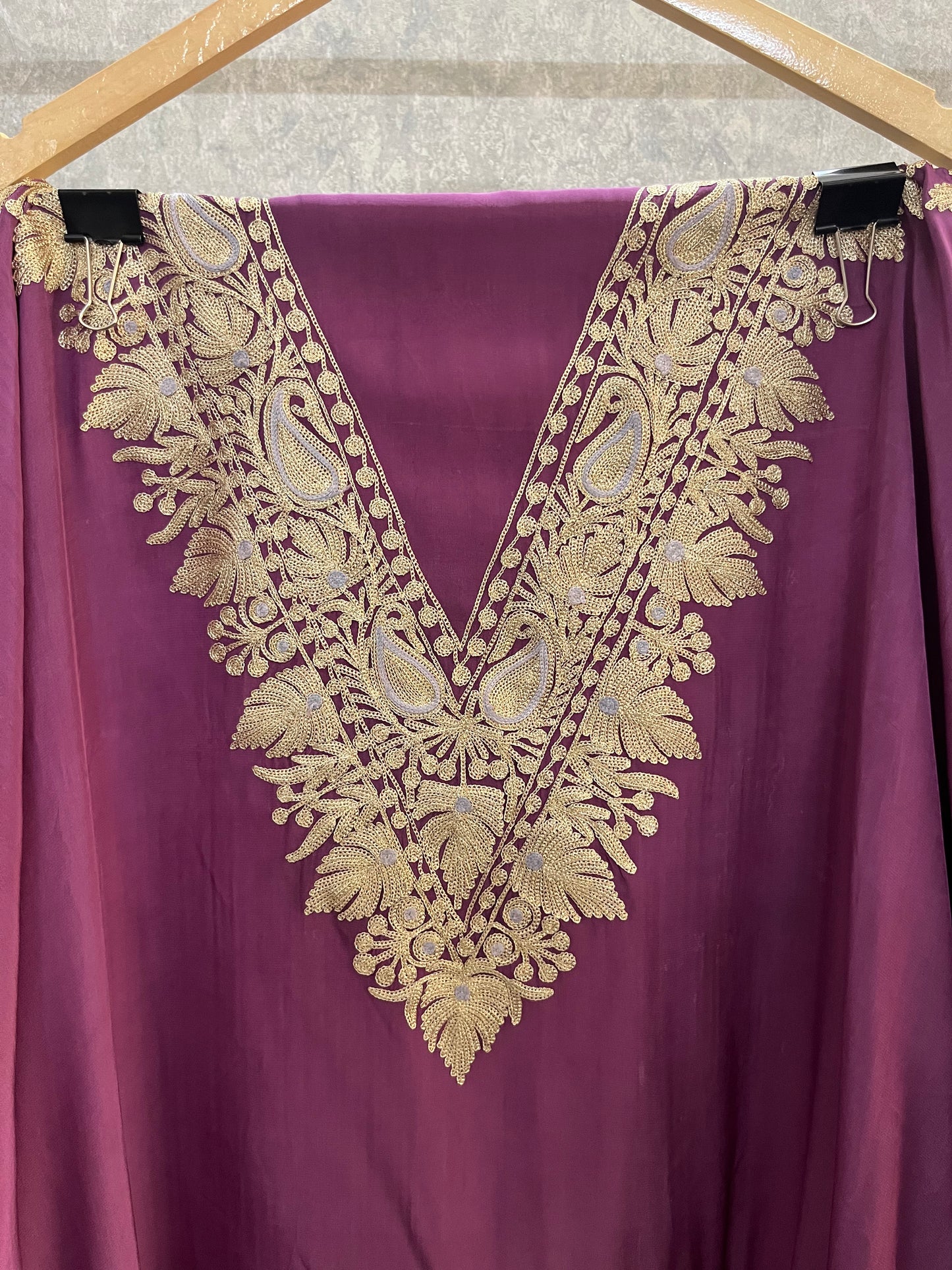Crape Kashmiri Unstitched Kaftan Set