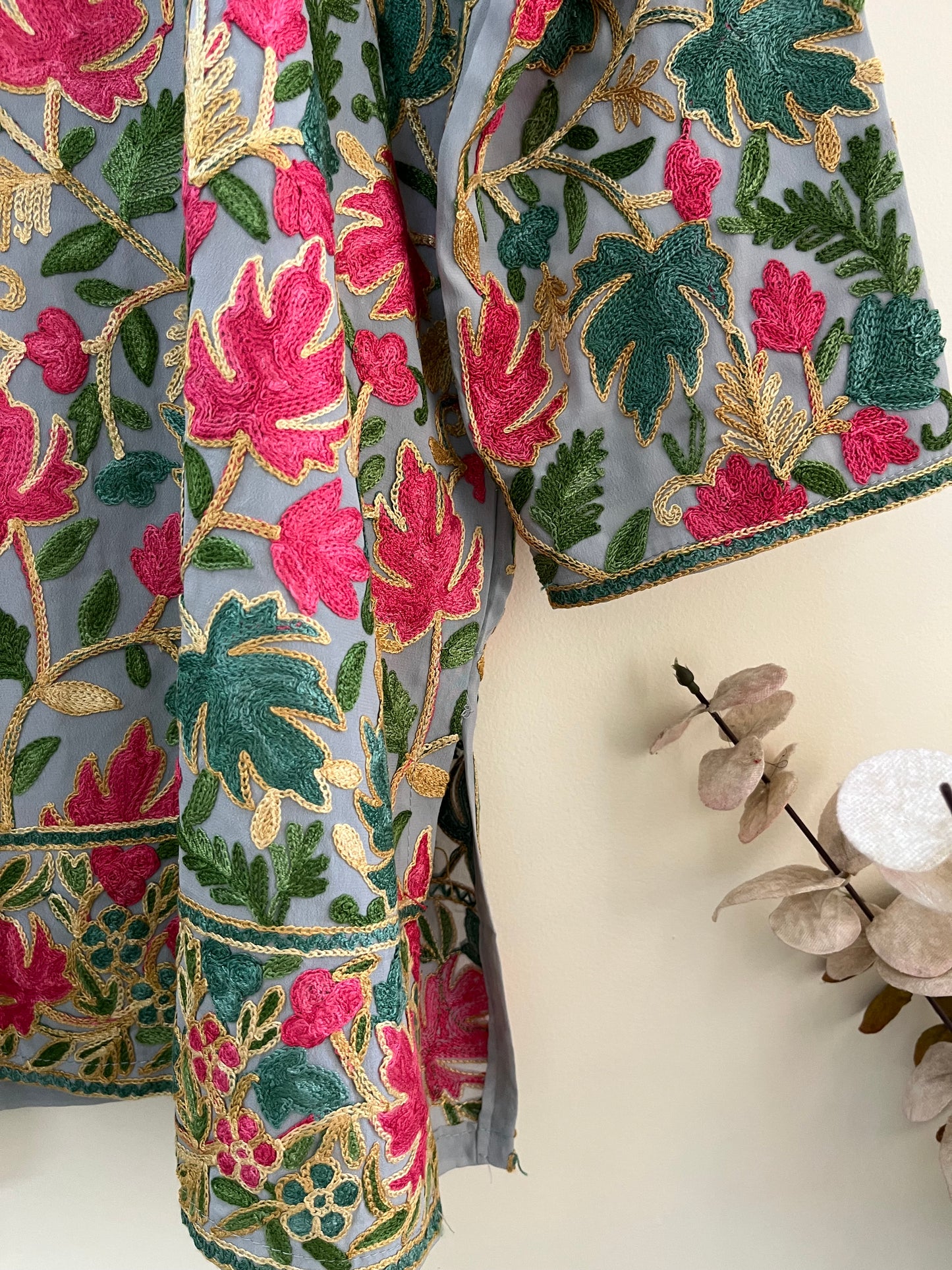 Green Georgette Jaal Work (Front & Back) Aari Embroidered Stitched Kurta