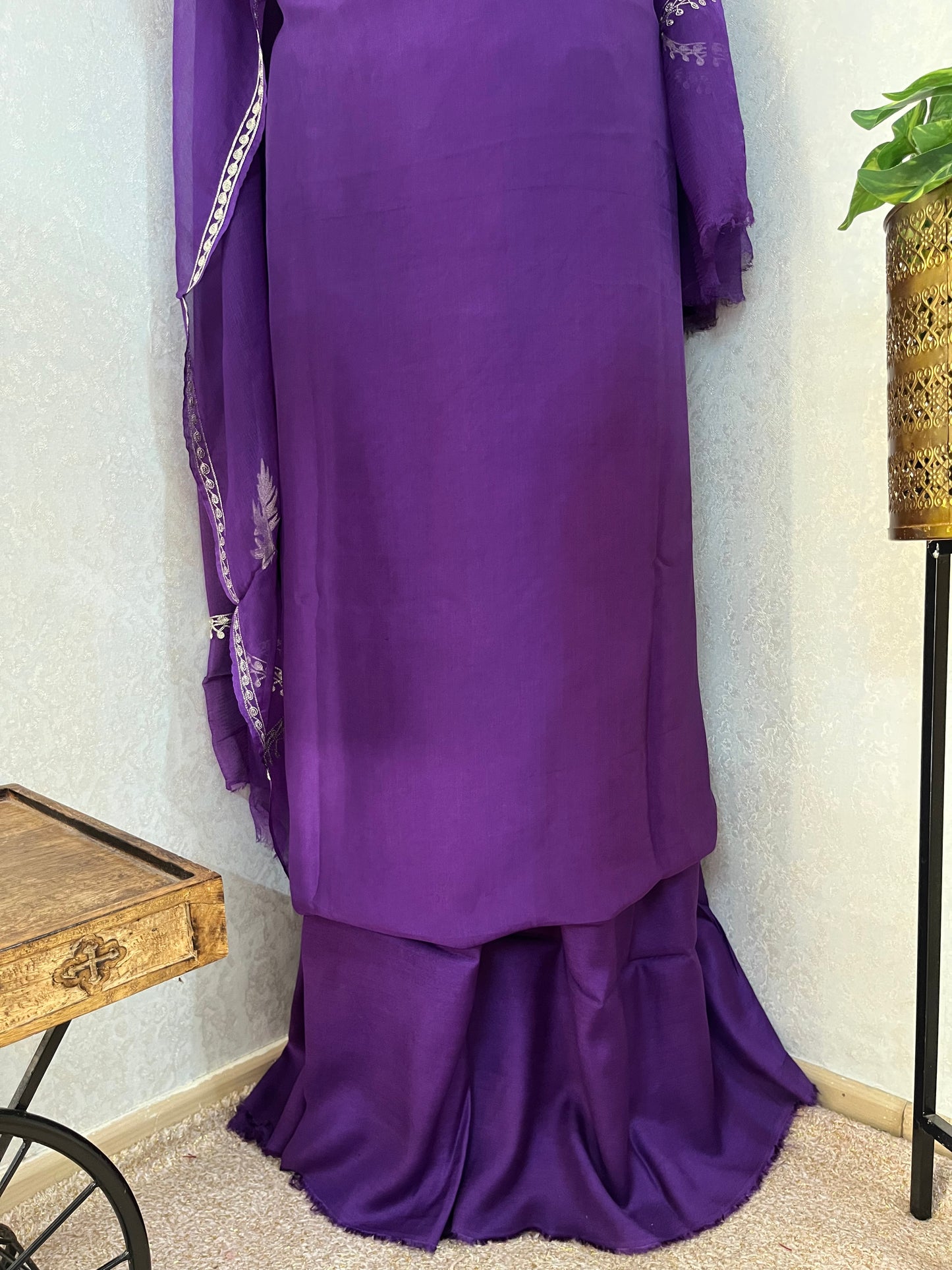 Dark purple Sanam Tilla Embroidered Suit material