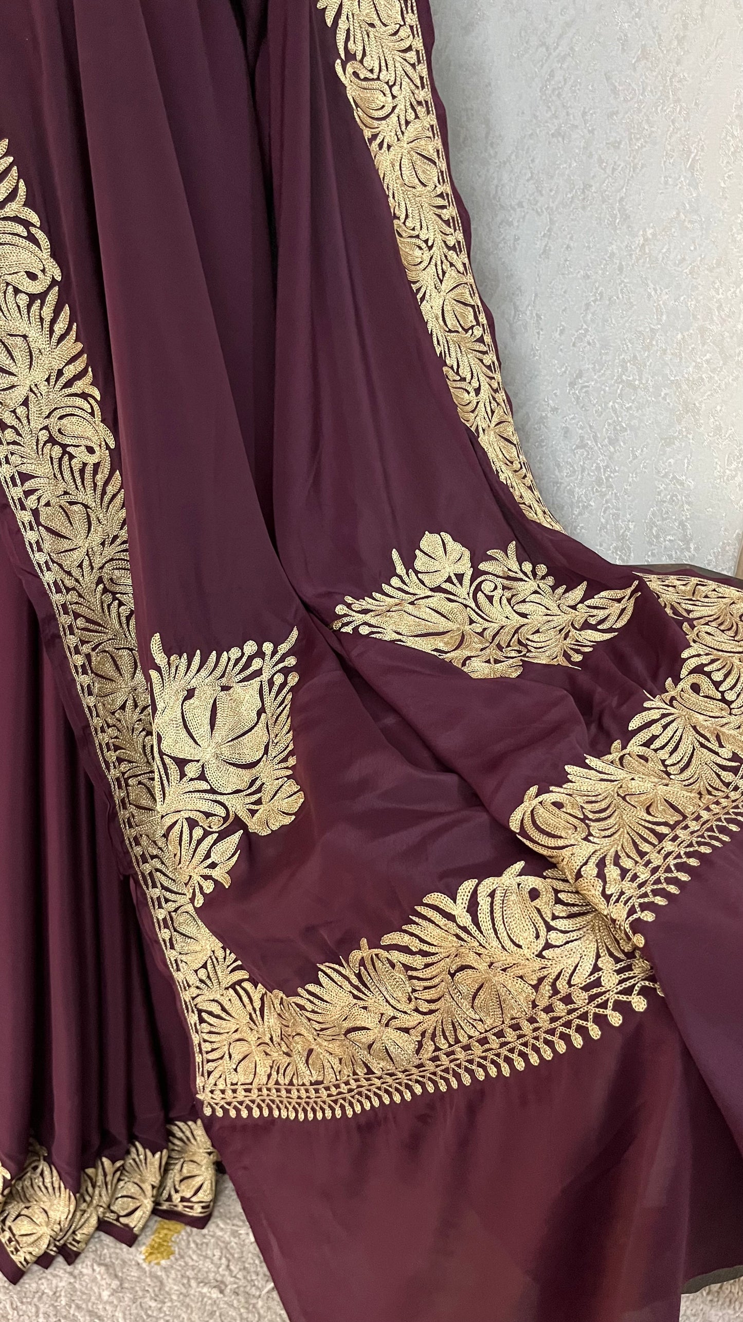 Coke Crape Kashmiri Tilla Saree