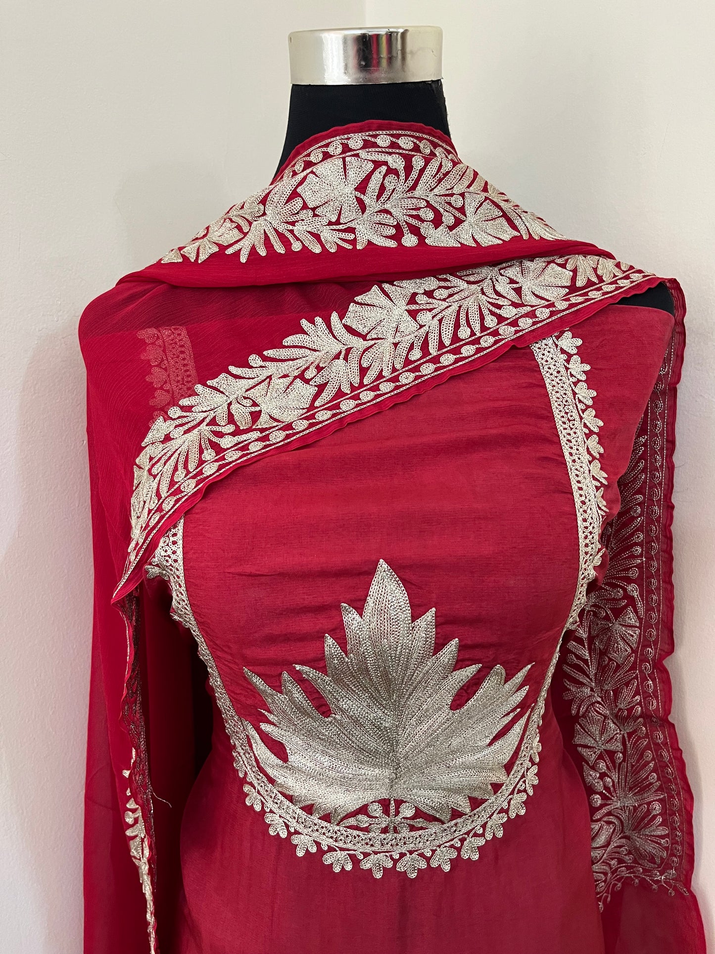 Sanam’  Maroon Tilla Embroidered Suit material