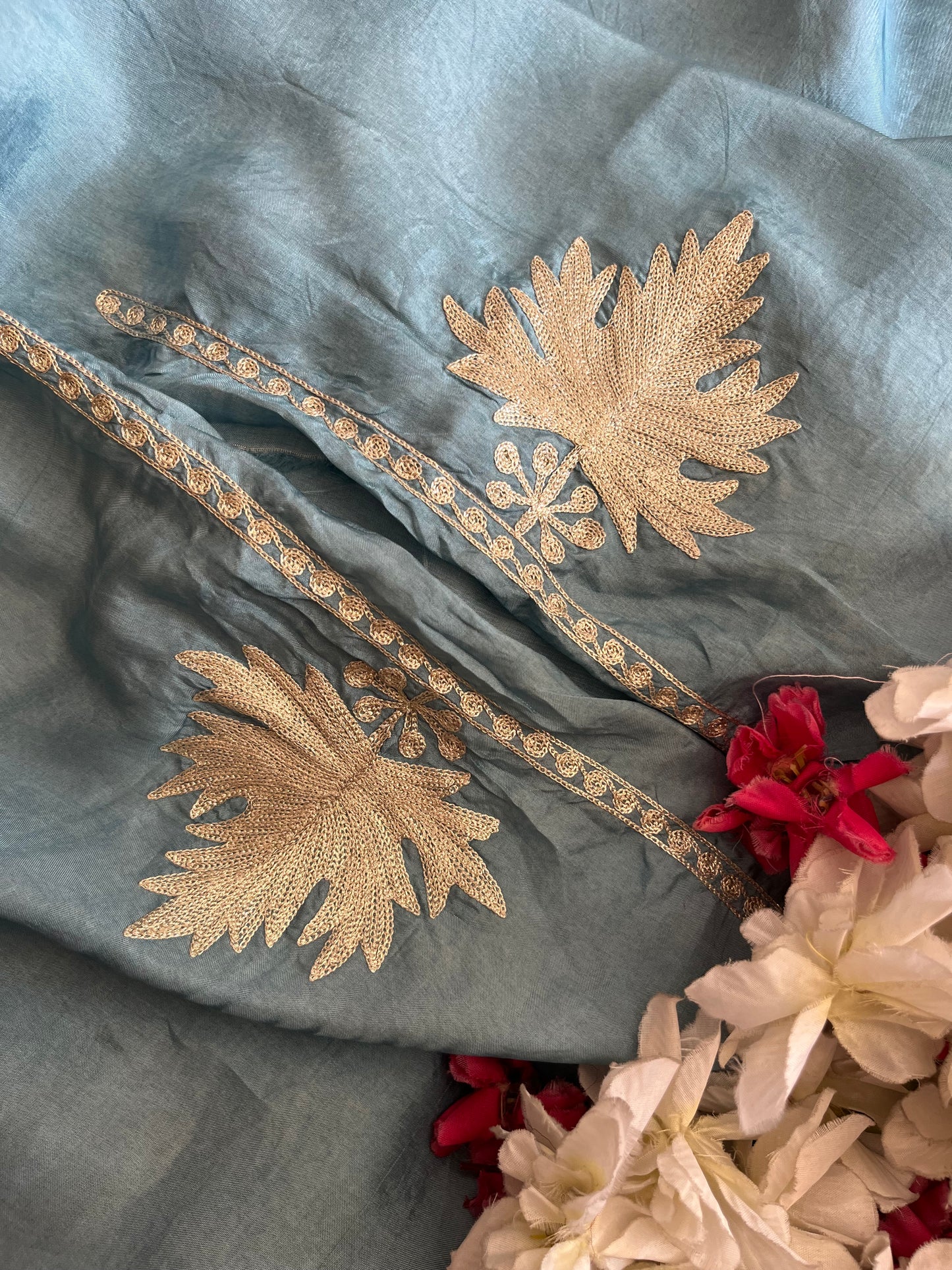 Sanam’  Pastel Blue Tilla Embroidered Suit material