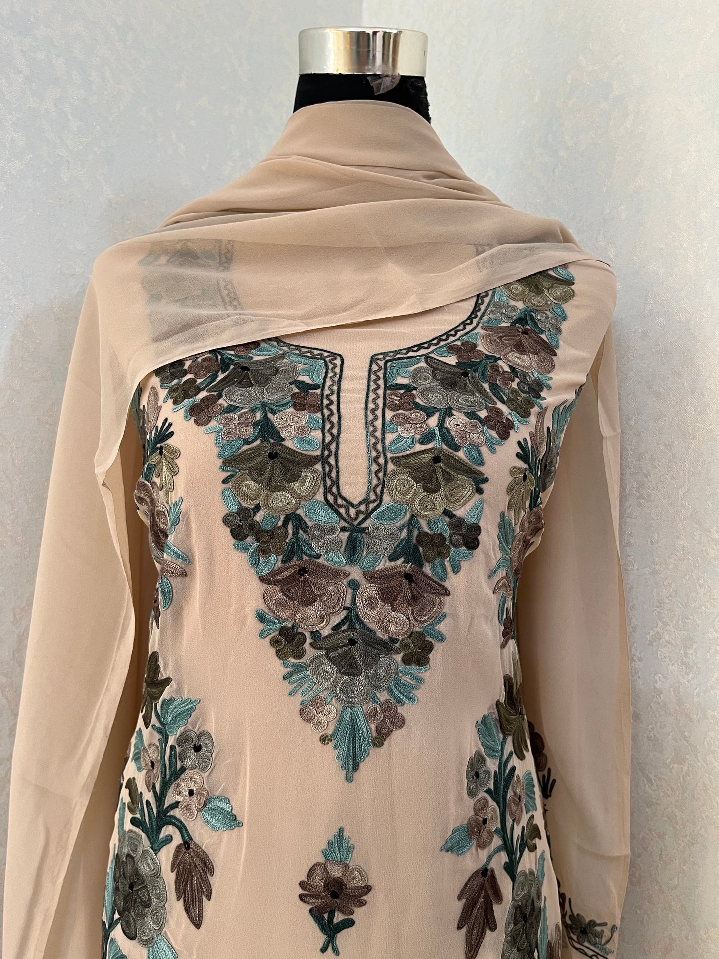 Mouse Georgette 3 Pc Kashmiri Suit