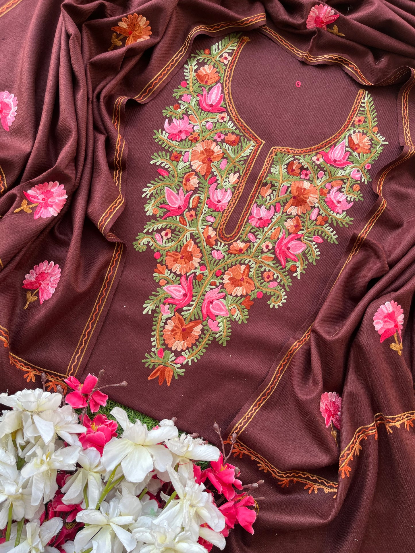 Coke Woollen Aari Embroidered 3pc suit