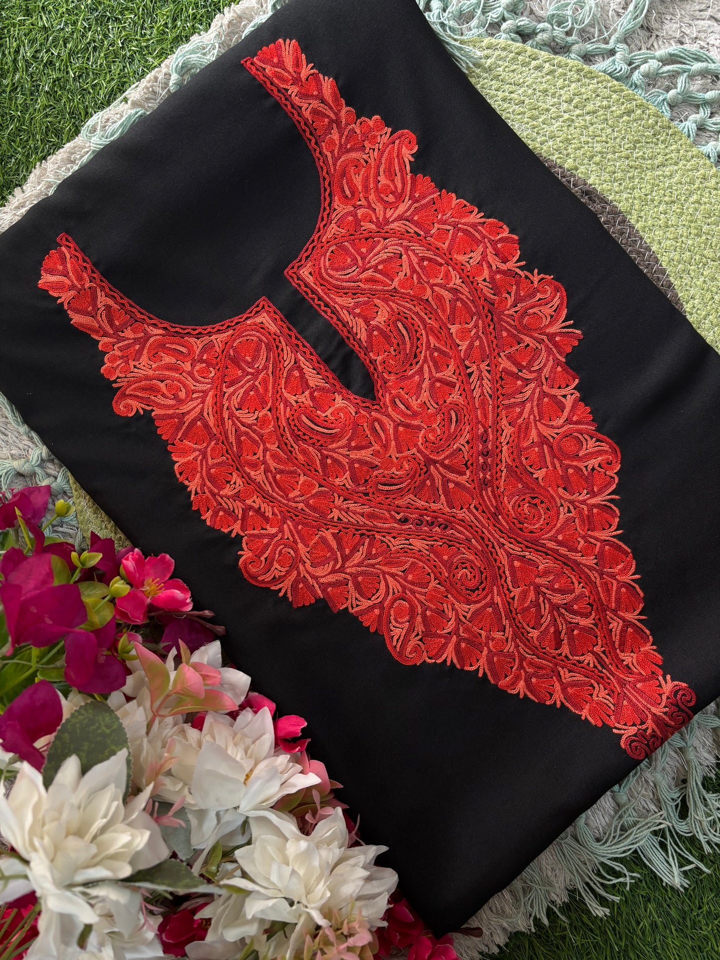 Black  Cotton Cord Set (Hand Embroidered)