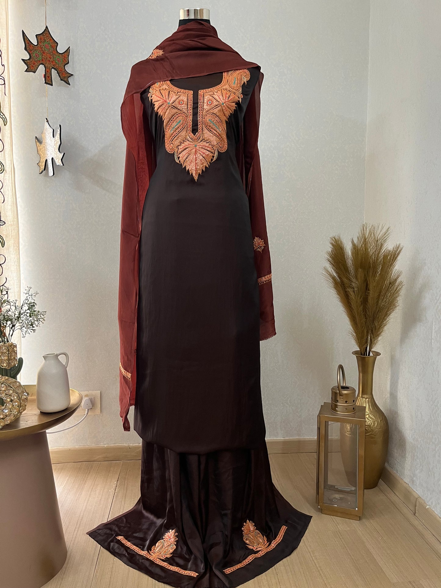 Coke Silk Puff Tilla Embroidered Suit