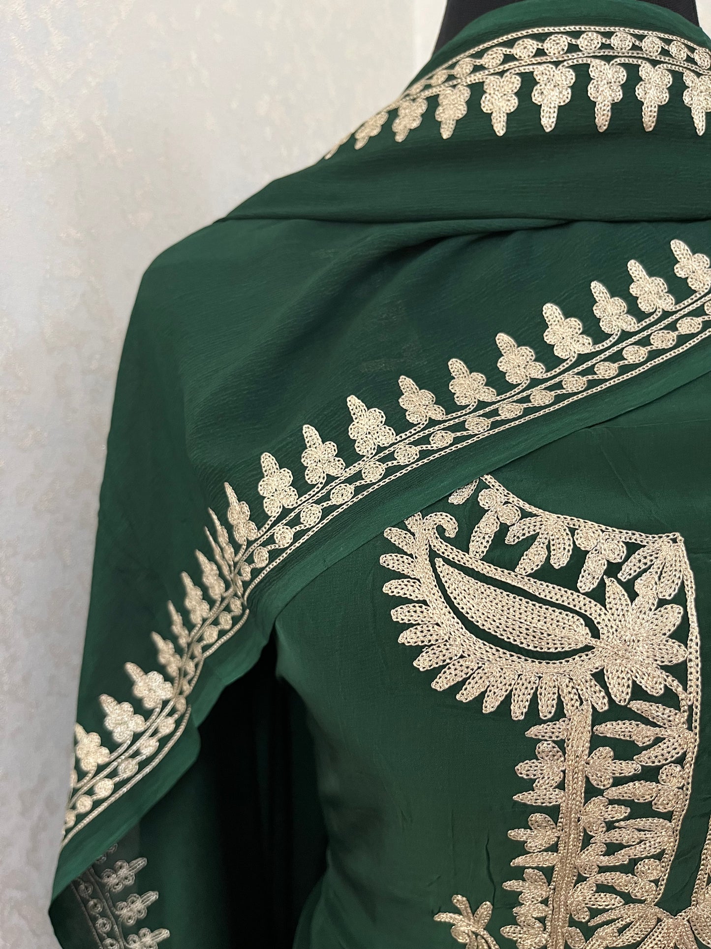 Bottle Green Crape Kashmiri Suit