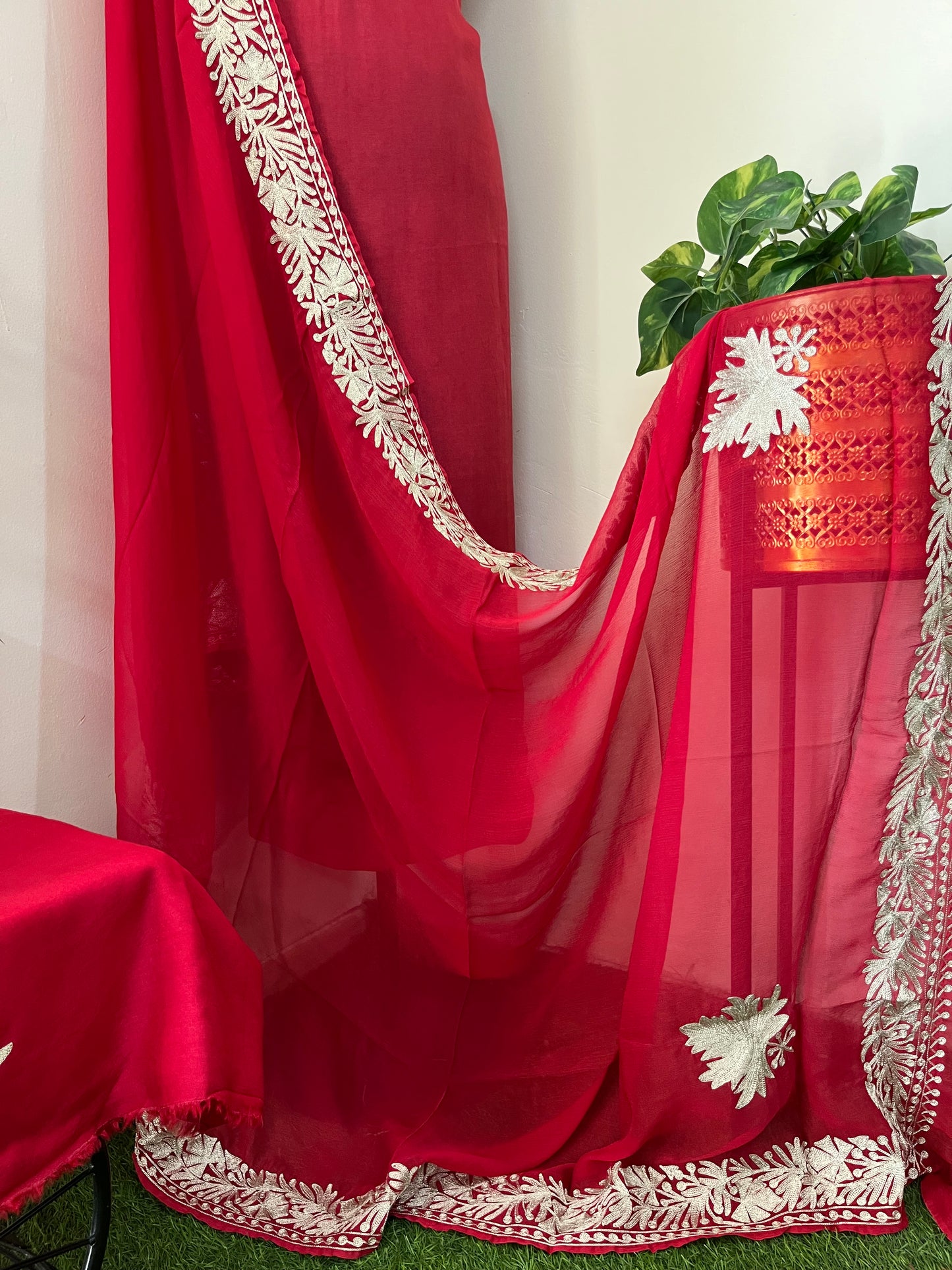 Sanam’  Maroon Tilla Embroidered Suit material