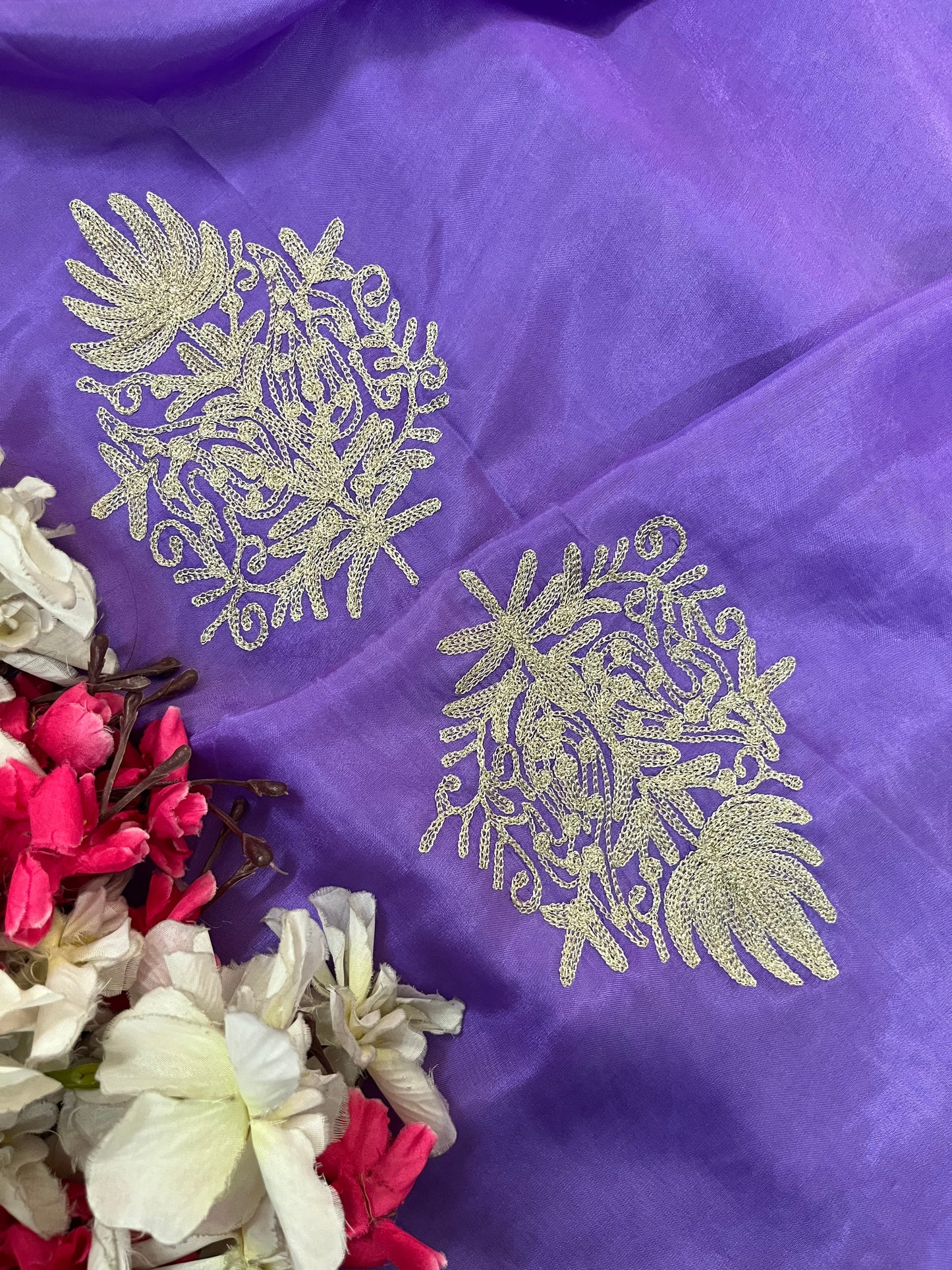 Soft Purple Silk Tilla Kashmiri Suit