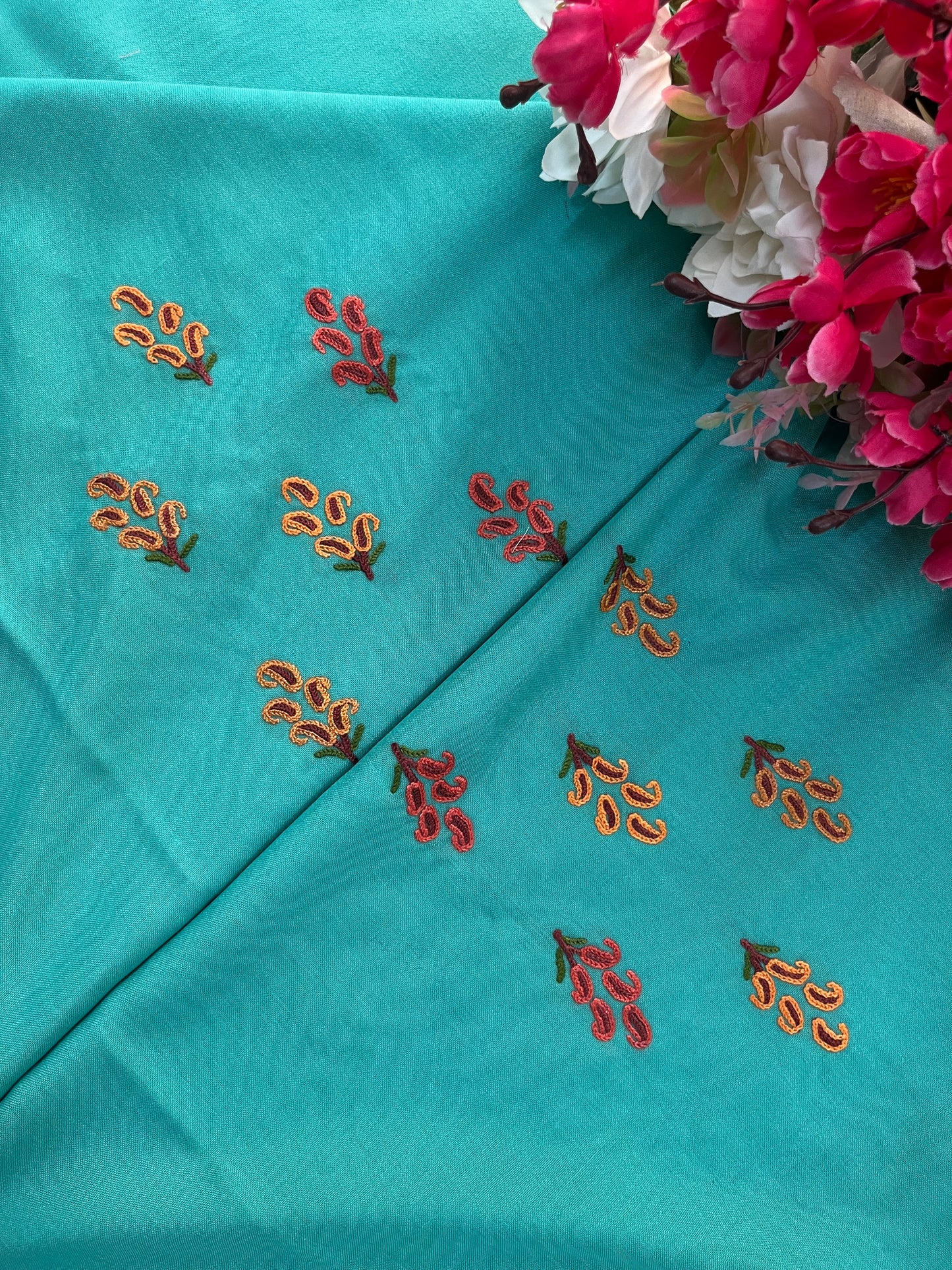Cotton Pastel Green Two Piece Set (Hand Embroidered)