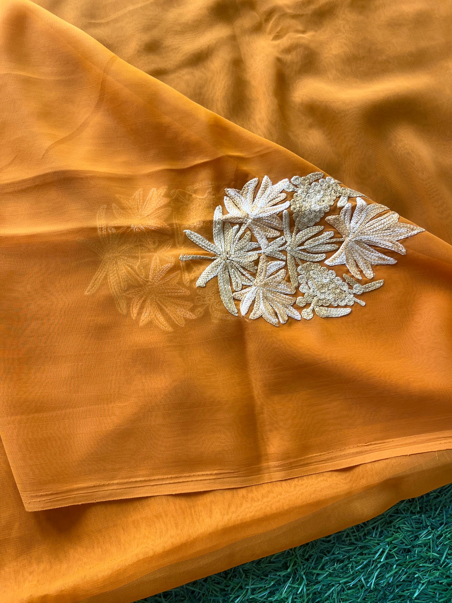 Mustard Georgette Kashmiri Kurta Material
