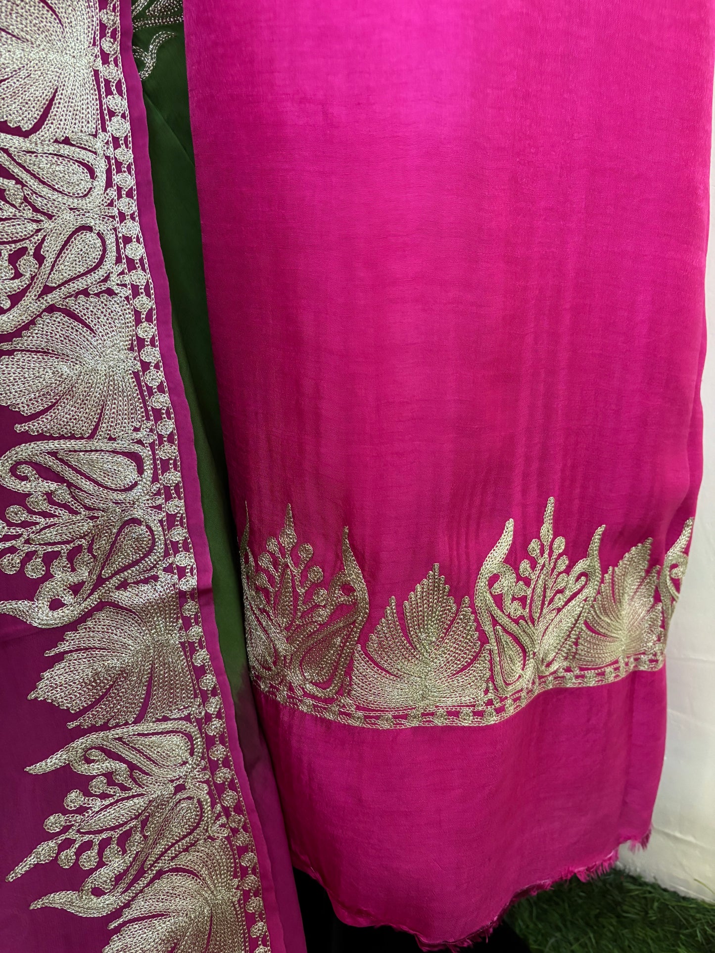 Sanam Hot Pink Silk Kashmiri Suit