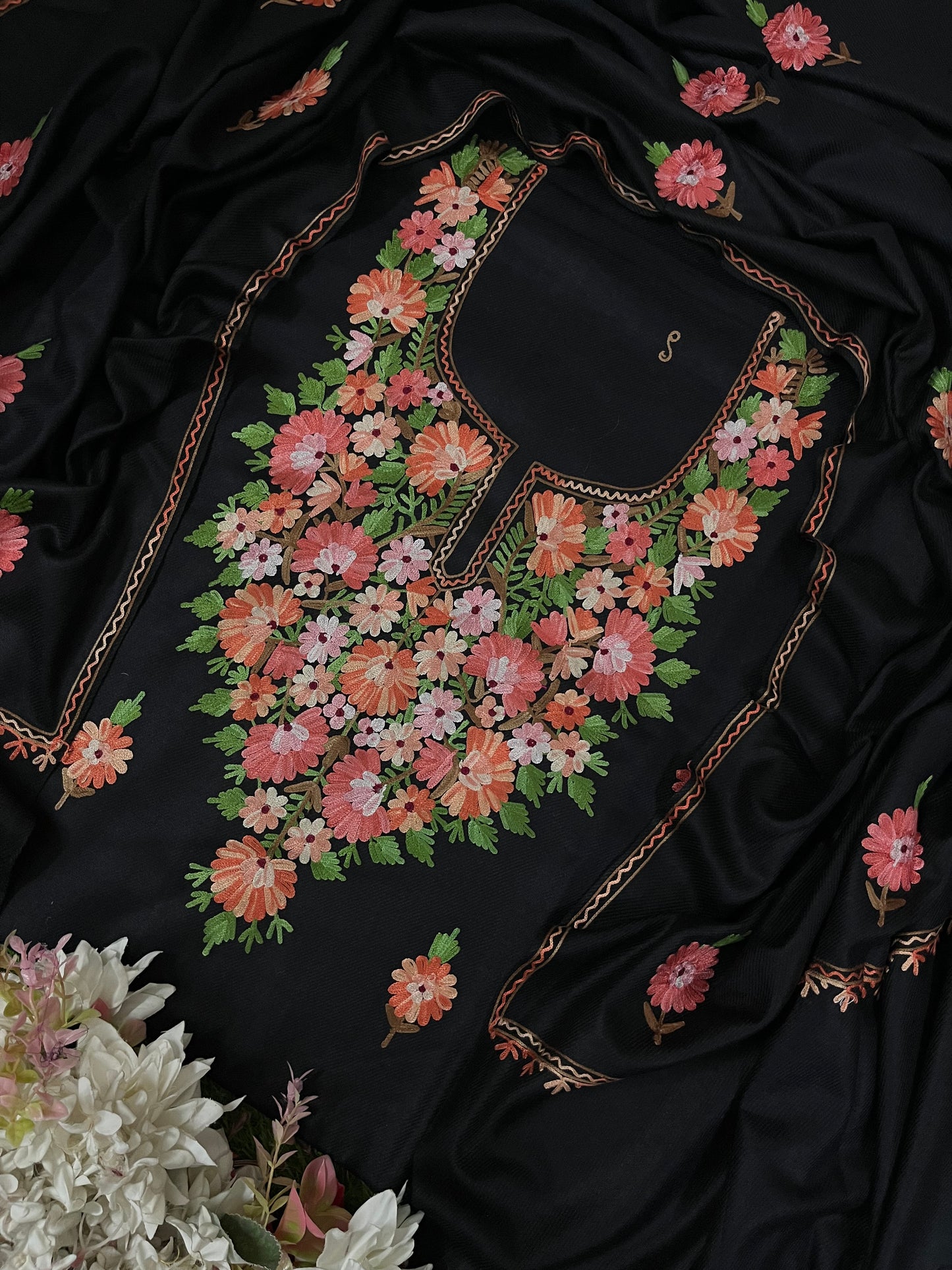 Black Woollen Aari Embroidered 3pc suit