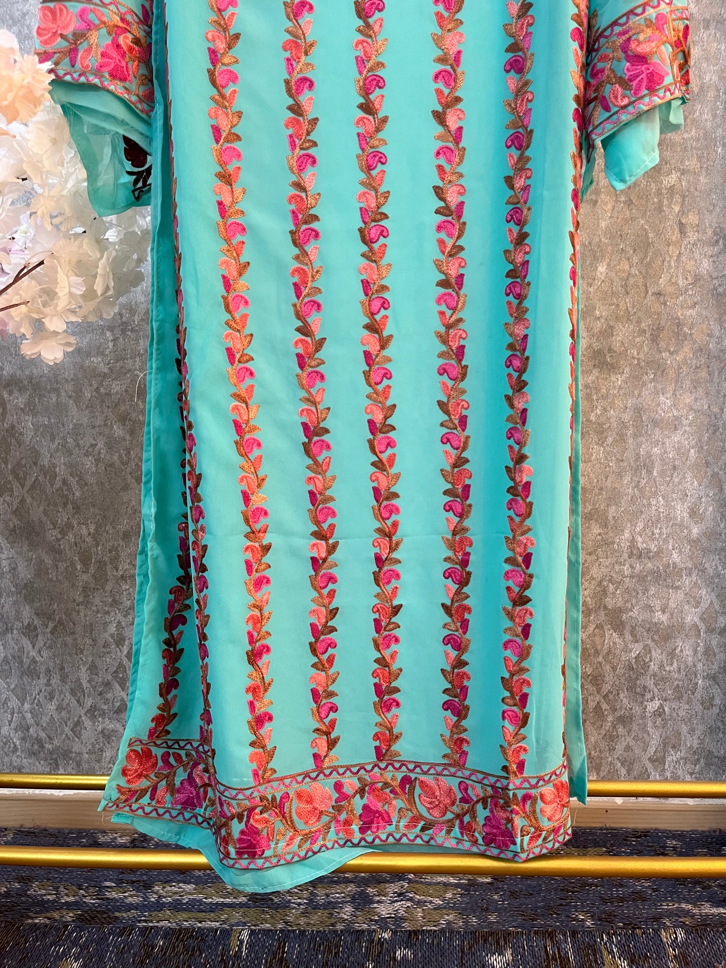 Blue Georgette All over Work Kurta Material