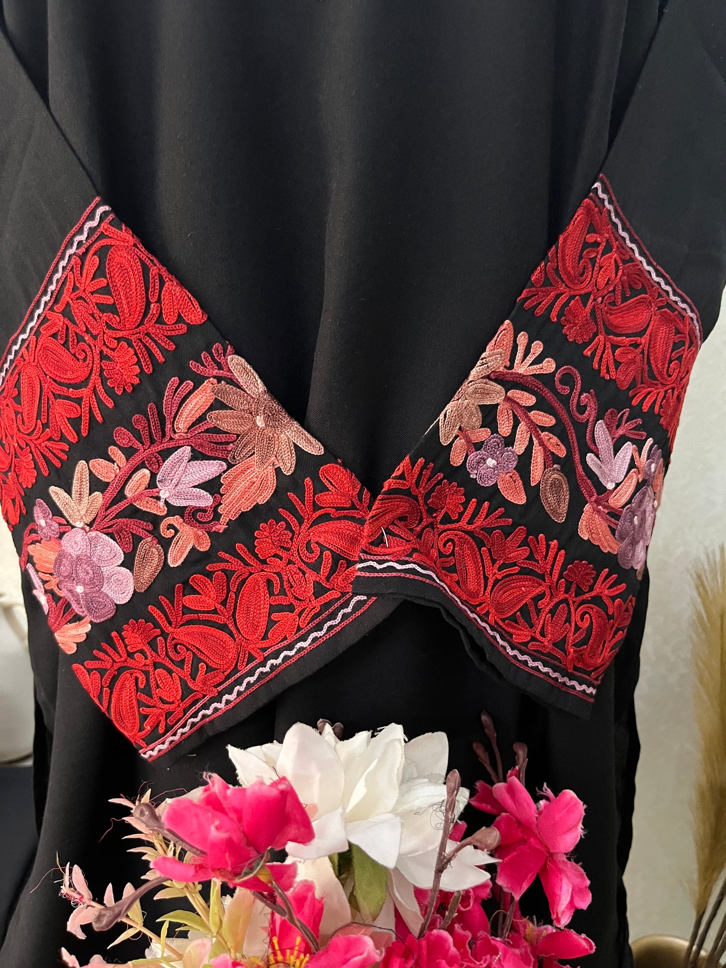 Black Cotton Embroidered Co-ord Set(40)