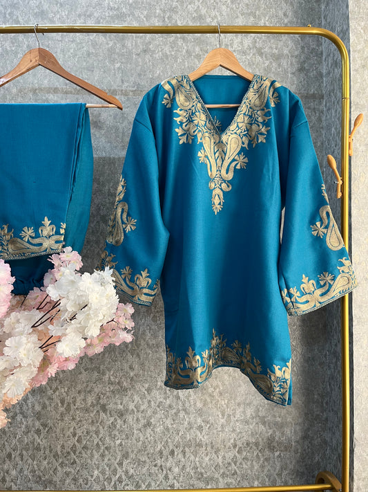 Firozi Woollen Kashmiri Co-Ord Set ( Size 48)