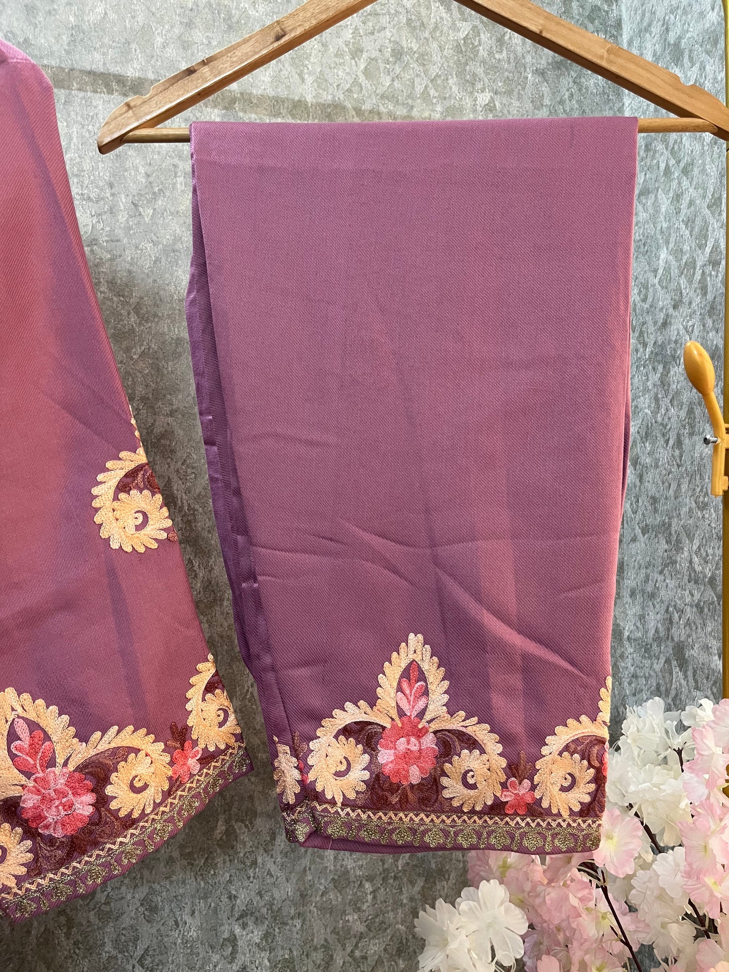 Mauve Woollen Kashmiri Co-Ord Set ( Size 40)