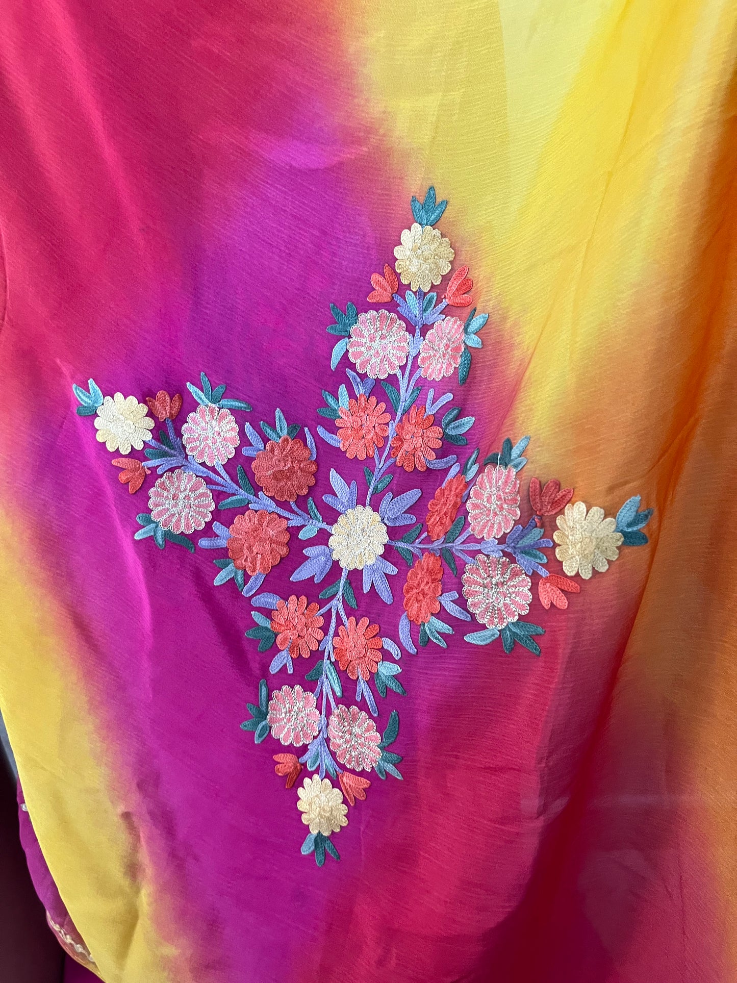 Hot Pink Premium Georgette Kashmiri Suit