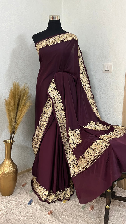 Coke Crape Kashmiri Tilla Saree