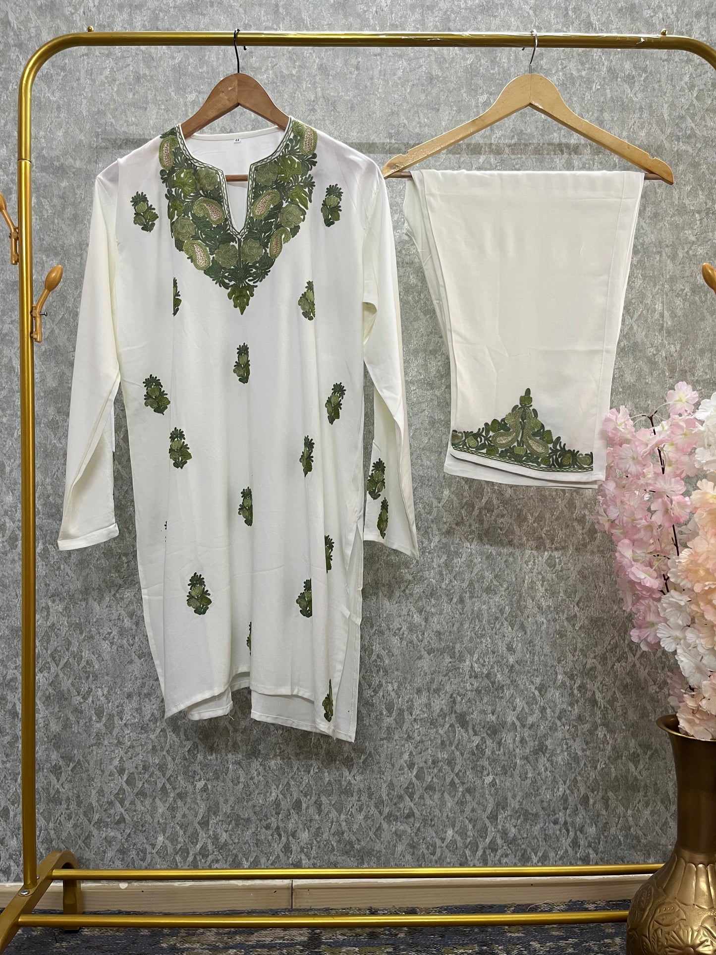 Off White Cotton Cord Set Free Size(42)