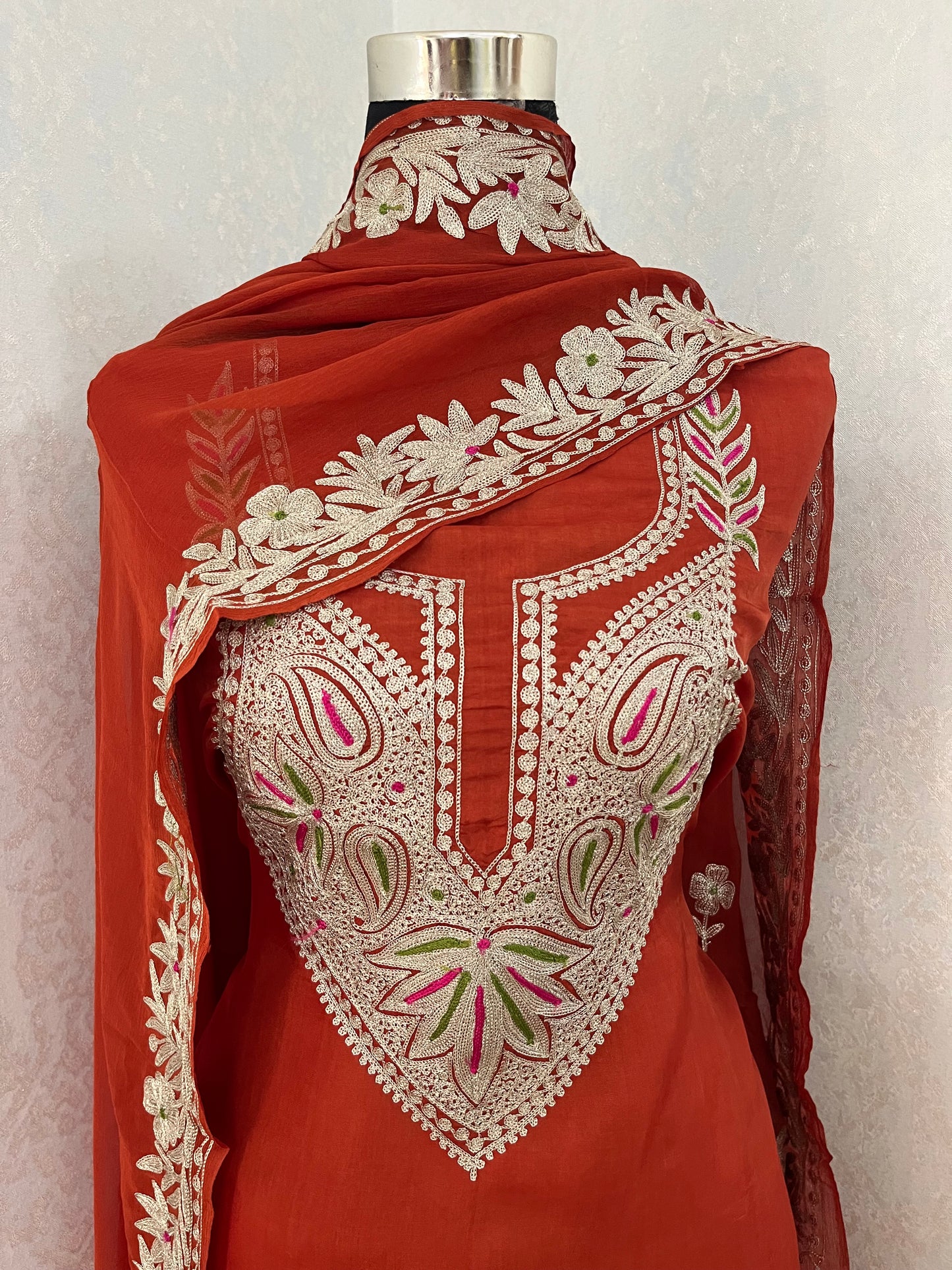 Rust Opada Silk Kashmiri Suits